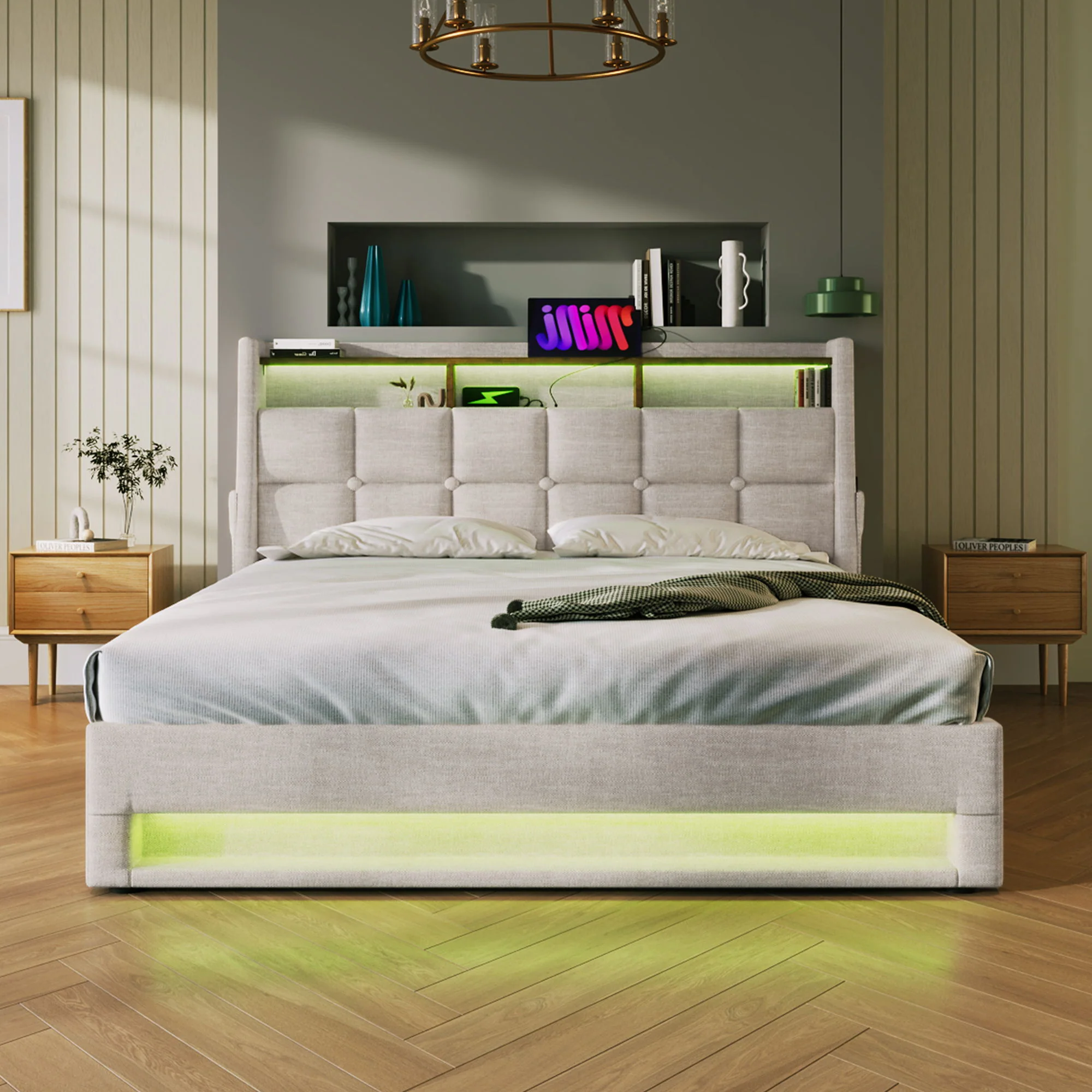 3623-upholstered-platform-bed-with-a-hydraulic-storage-system-led-and-usb-charging-without-mattress-14.webp Upholstered Platform Bed With A Hydraulic Storage System, LED And USB Charging (Without Mattress)