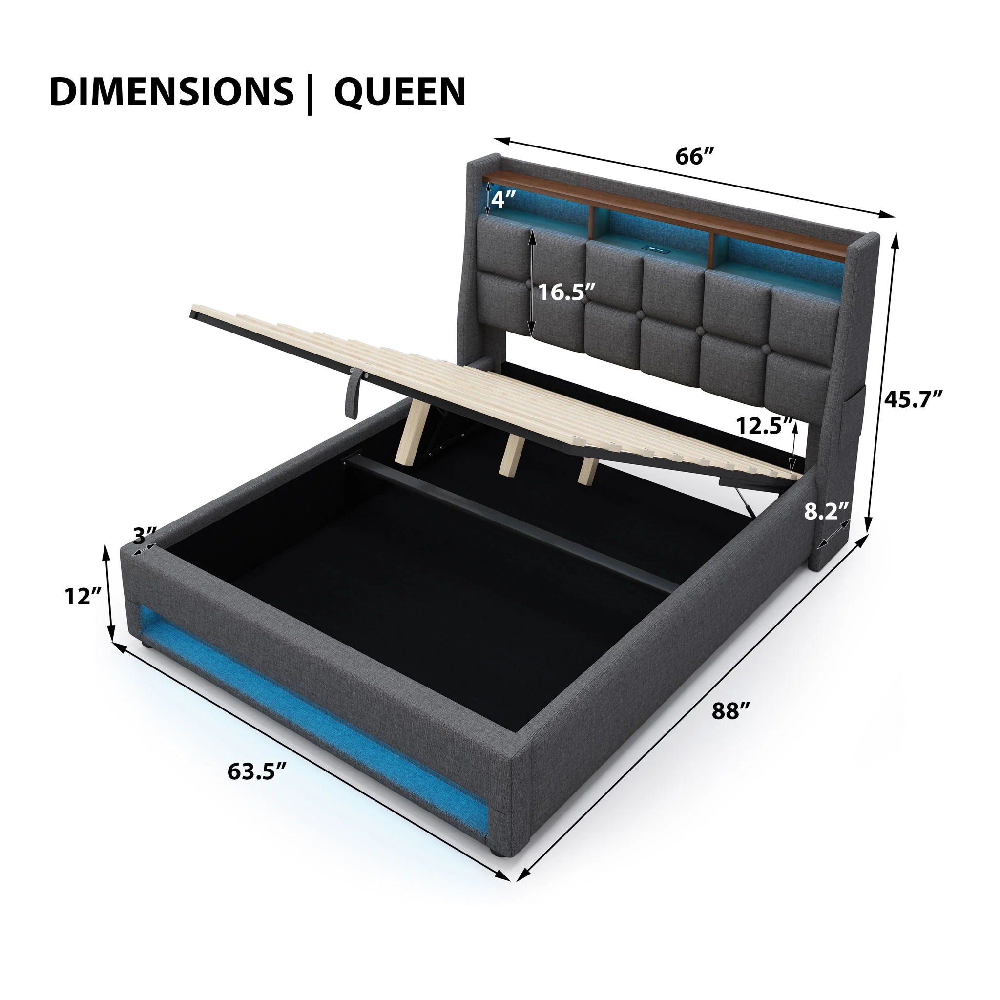 3623-upholstered-platform-bed-with-a-hydraulic-storage-system-led-and-usb-charging-without-mattress-23.webp Upholstered Platform Bed With A Hydraulic Storage System, LED And USB Charging (Without Mattress)