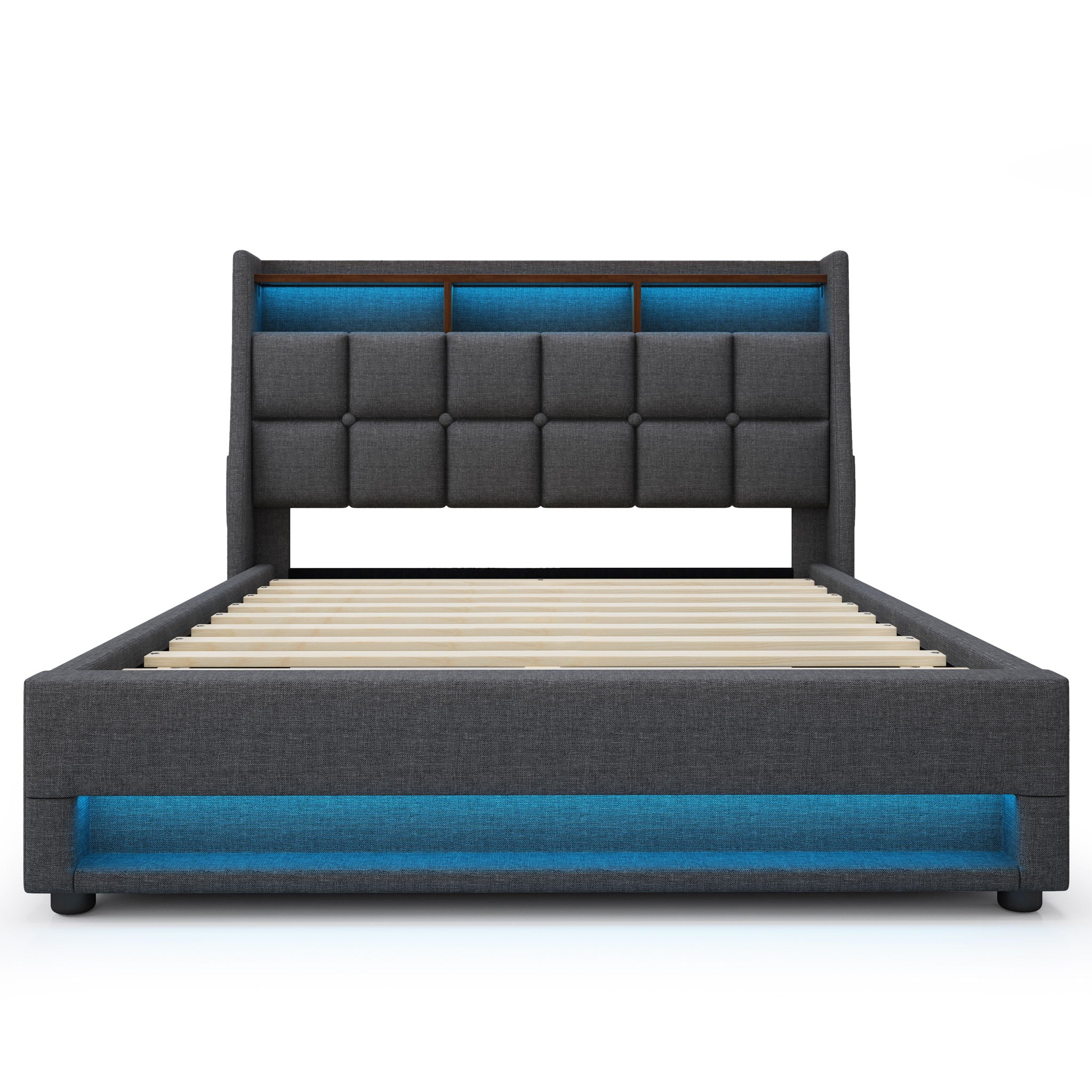 3623-upholstered-platform-bed-with-a-hydraulic-storage-system-led-and-usb-charging-without-mattress-3.jpg Upholstered Platform Bed With A Hydraulic Storage System, LED And USB Charging (Without Mattress)