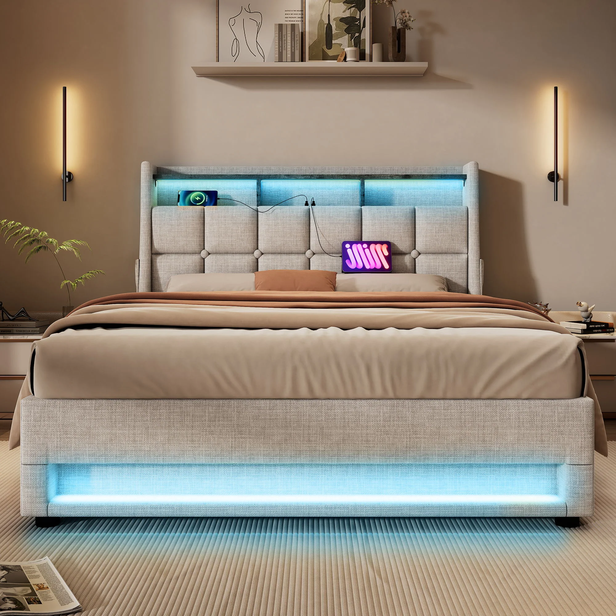 3623-upholstered-platform-bed-with-a-hydraulic-storage-system-led-and-usb-charging-without-mattress-32.webp Upholstered Platform Bed With A Hydraulic Storage System, LED And USB Charging (Without Mattress)