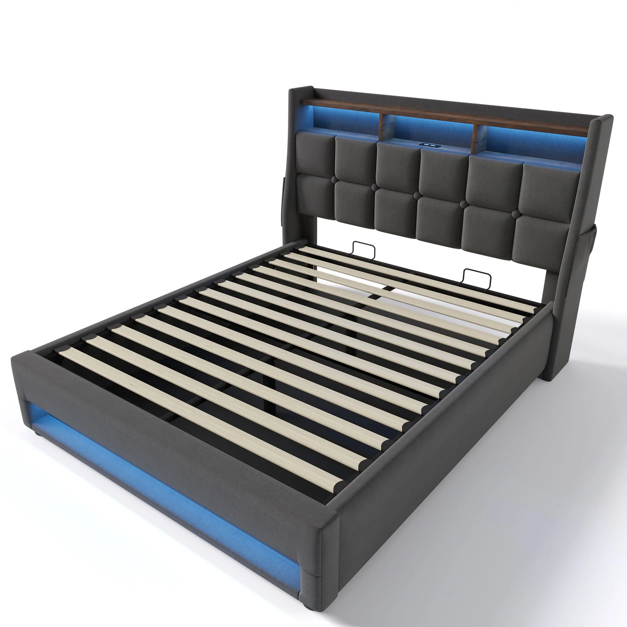 3623-upholstered-platform-bed-with-a-hydraulic-storage-system-led-and-usb-charging-without-mattress-36.webp Upholstered Platform Bed With A Hydraulic Storage System, LED And USB Charging (Without Mattress)