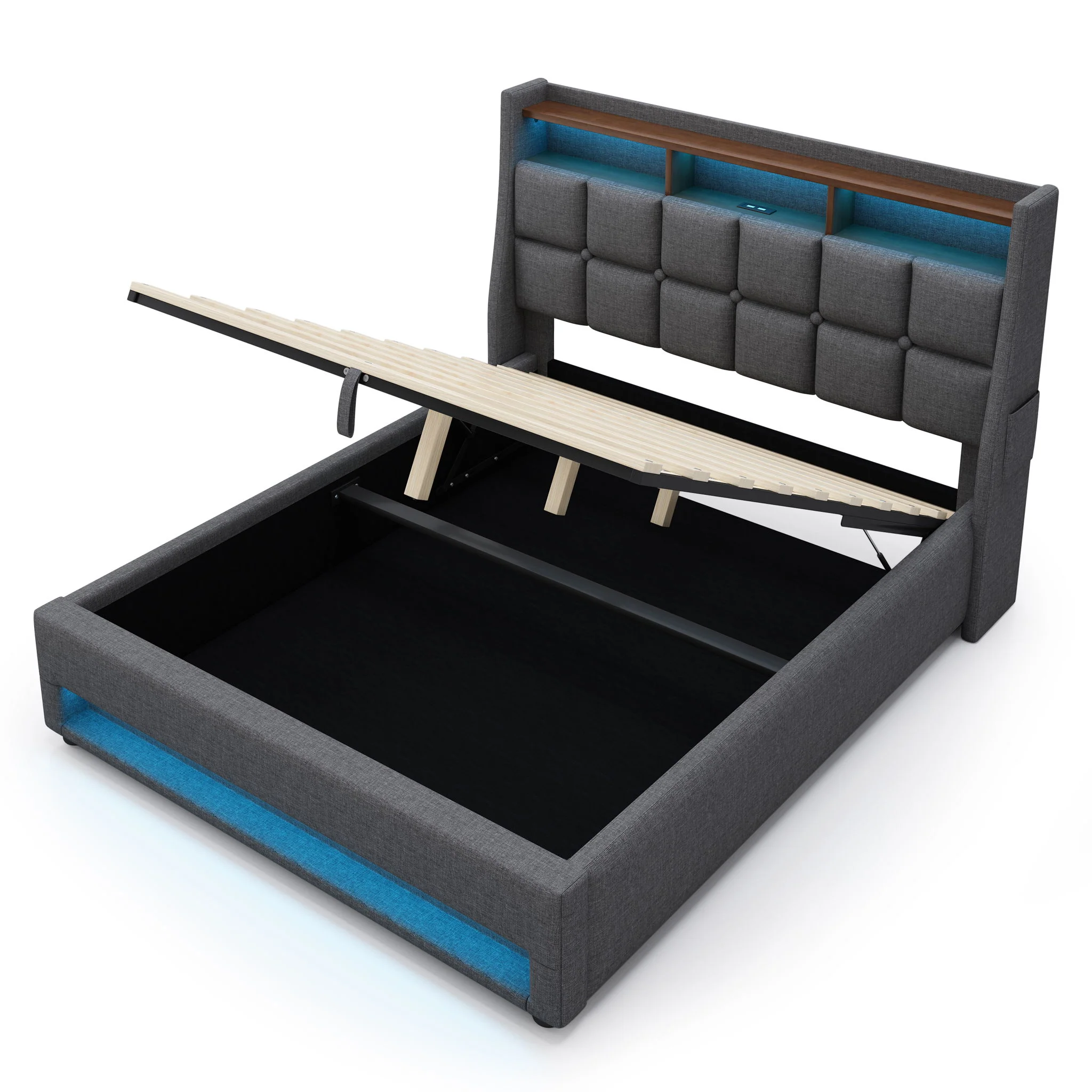 3623-upholstered-platform-bed-with-a-hydraulic-storage-system-led-and-usb-charging-without-mattress-42.webp Upholstered Platform Bed With A Hydraulic Storage System, LED And USB Charging (Without Mattress)