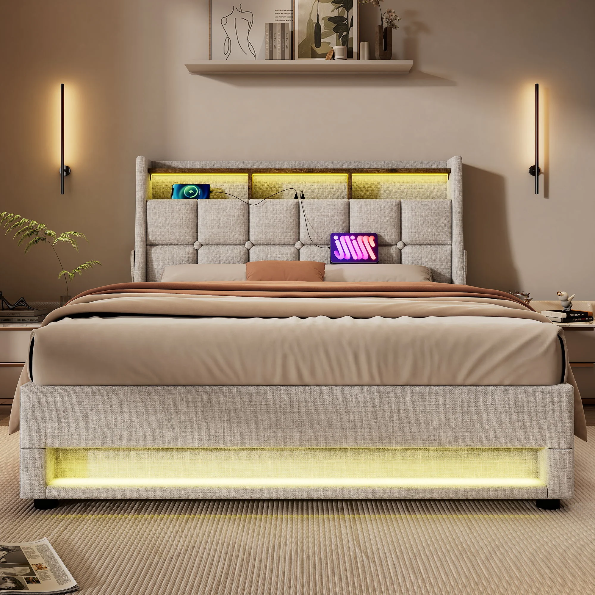 3623-upholstered-platform-bed-with-a-hydraulic-storage-system-led-and-usb-charging-without-mattress-49.webp Upholstered Platform Bed With A Hydraulic Storage System, LED And USB Charging (Without Mattress)