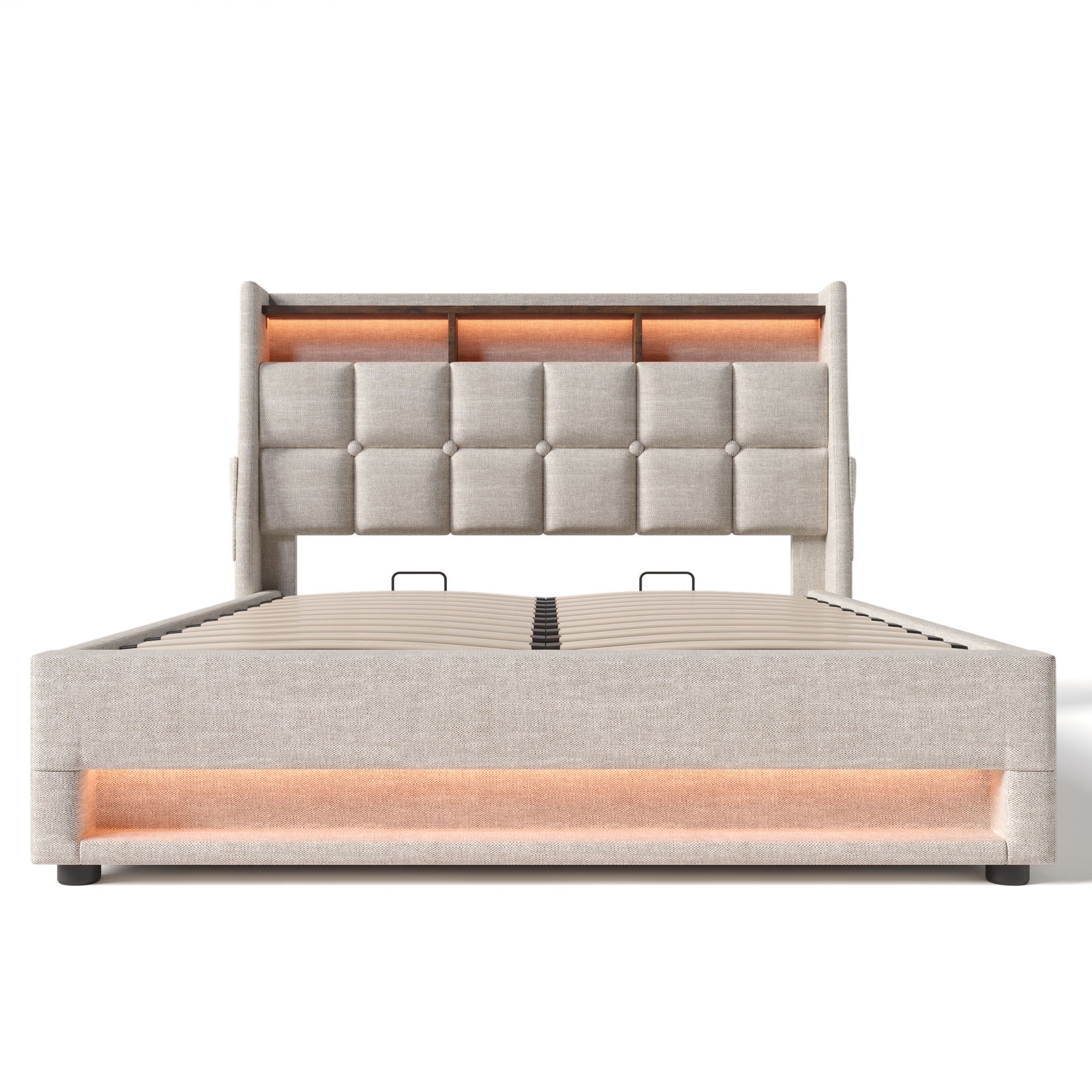 3623-upholstered-platform-bed-with-a-hydraulic-storage-system-led-and-usb-charging-without-mattress-9.jpg Upholstered Platform Bed With A Hydraulic Storage System, LED And USB Charging (Without Mattress)