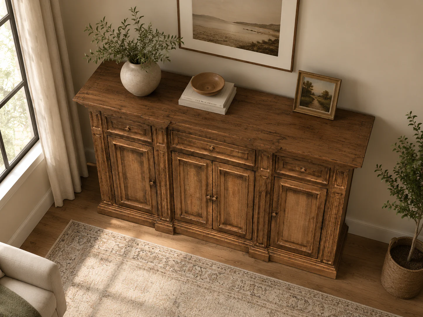 3640-rustic-solid-wood-75-buffet-server-in-distressed-honey-brown-4.webp Rustic Solid Wood 75" Buffet Server in Distressed Honey Brown