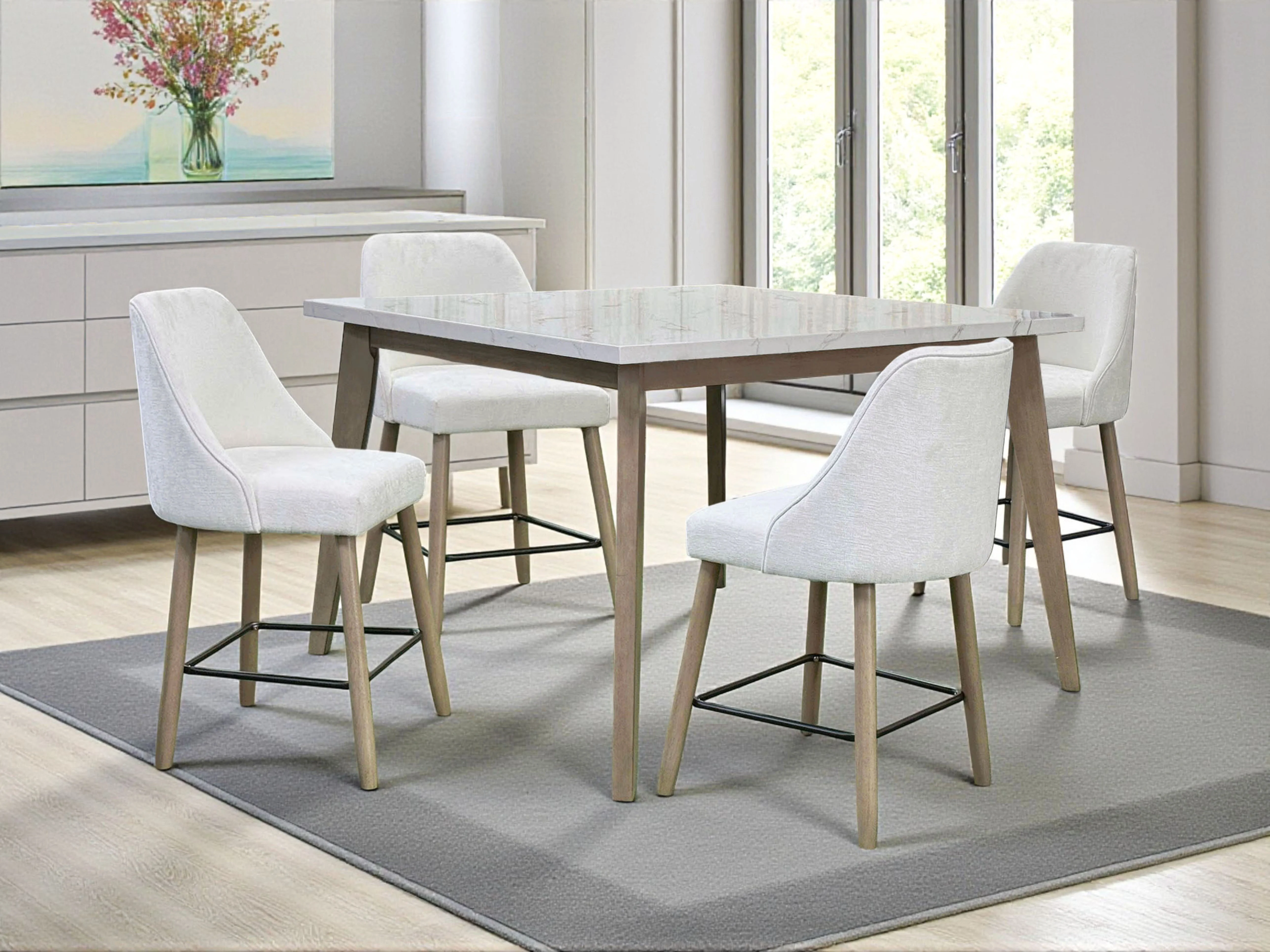 3643-modern-5-piece-counter-height-dining-set-with-square-table-and-4-barrel-back-pub-chairs-1.webp Modern 5-Piece Counter Height Dining Set with Square Table and 4 Barrel-Back Pub Chairs