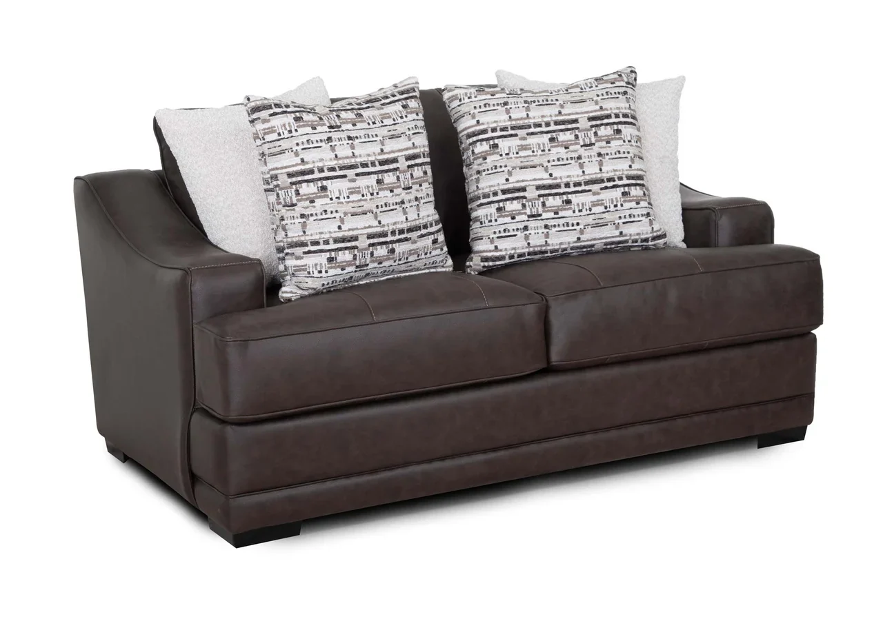3649-transitional-dark-brown-2-piece-sofa-and-loveseat-set-with-flared-arms-reversible-cushions-2.webp Transitional Dark Brown 2 Piece Sofa and Loveseat Set with Flared Arms & Reversible Cushions