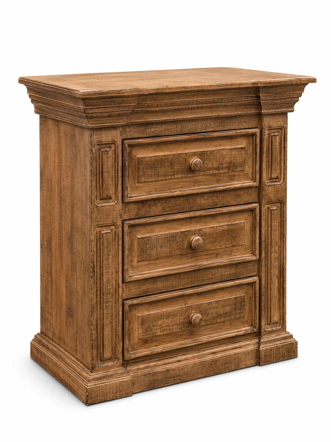 3653-traditional-rustic-solid-wood-nightstand-with-carved-panel-design-distressed-finish-2.webp Traditional Rustic Solid Wood Nightstand with Carved Panel Design & Distressed Finish