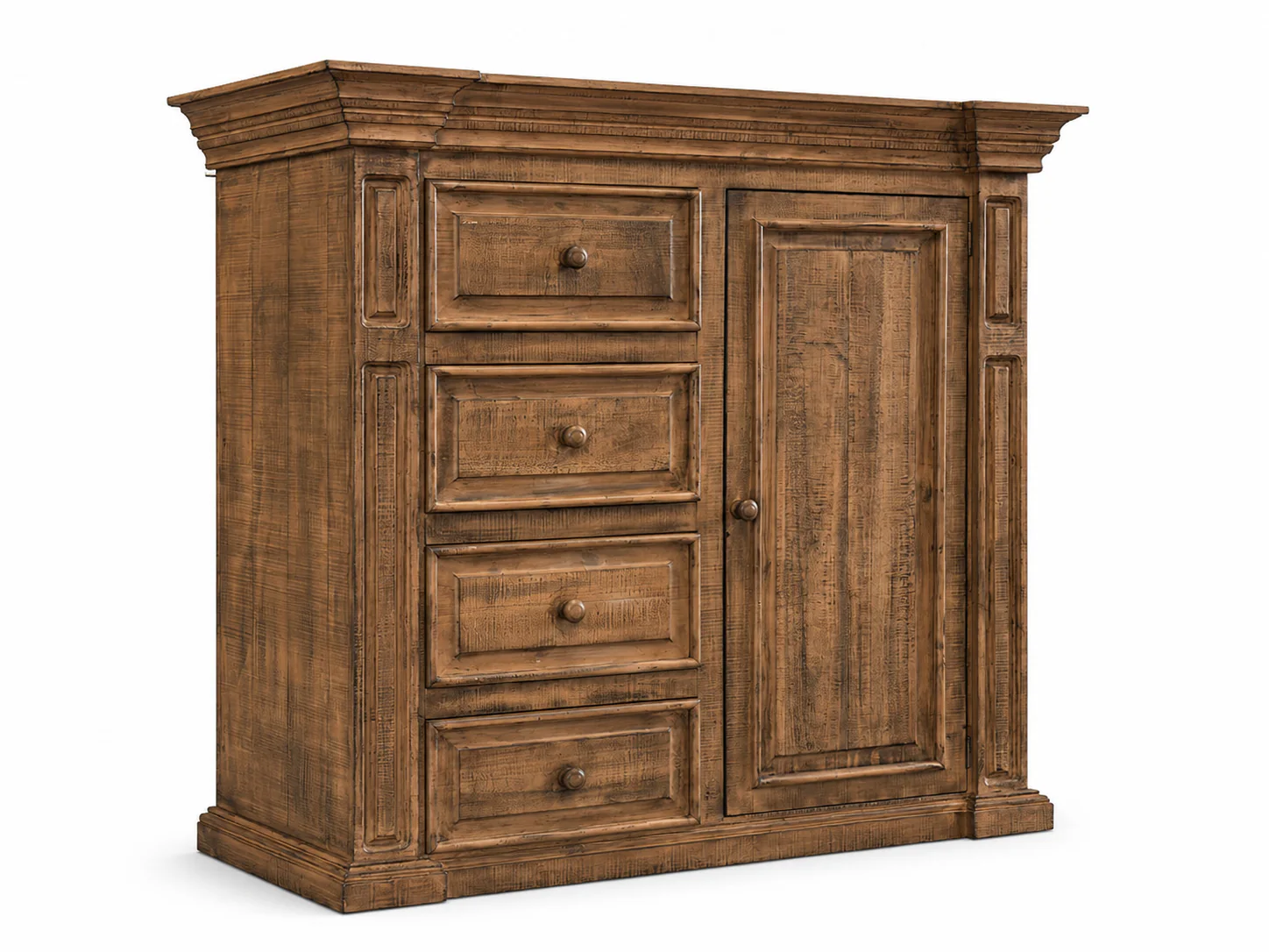 3654-traditional-rustic-natural-wood-chest-with-drawers-cabinet-door-carved-panel-design-3.webp Traditional Rustic Natural Wood Chest with Drawers, Cabinet Door & Carved Panel Design