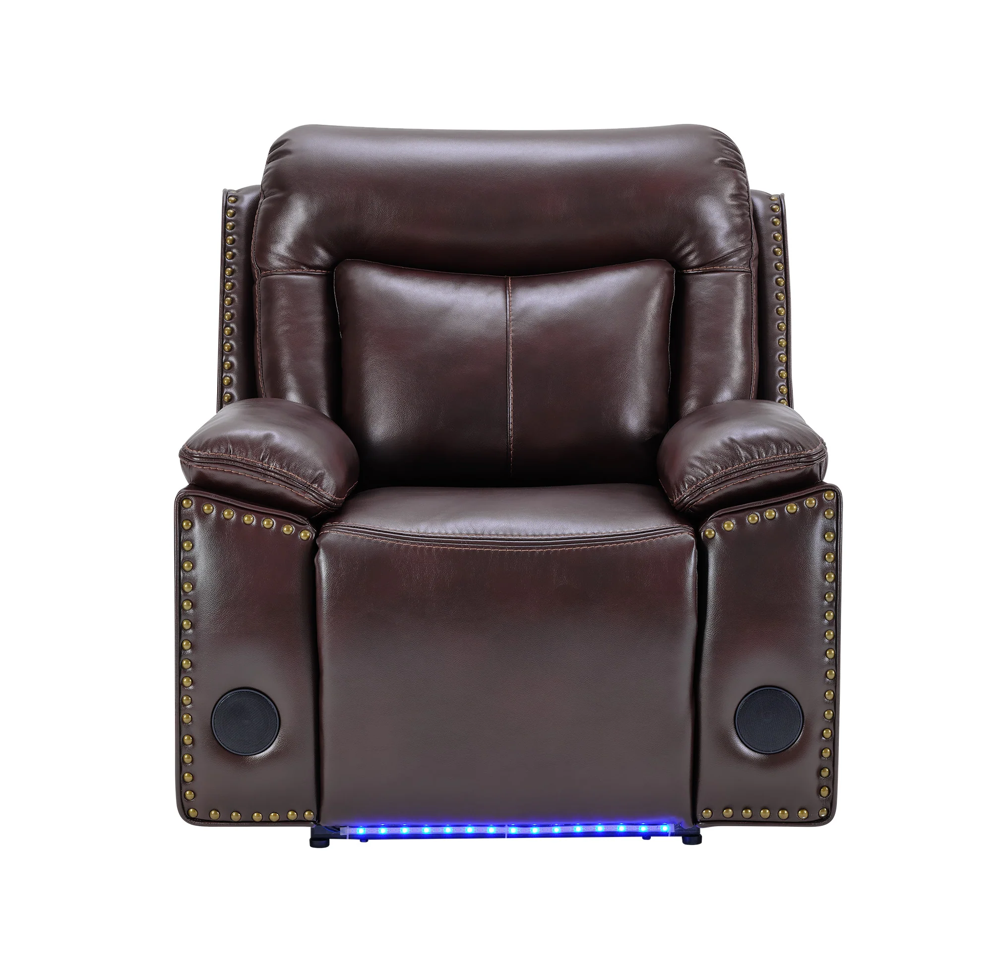 3-Piece Brown Power Reclining Living Room Set with Console Loveseat, USB & Bluetooth Speaker