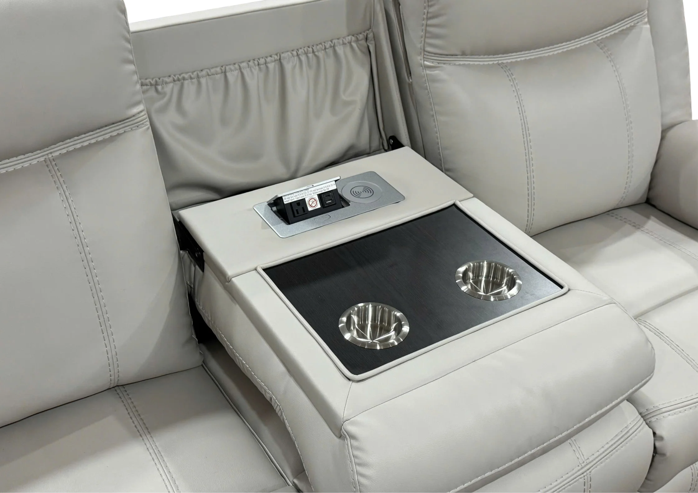 3 Piece Power Reclining Sectional with Power Headrests, Wireless Charging & Pull-Out Storage Drawer - Bone Air Leather