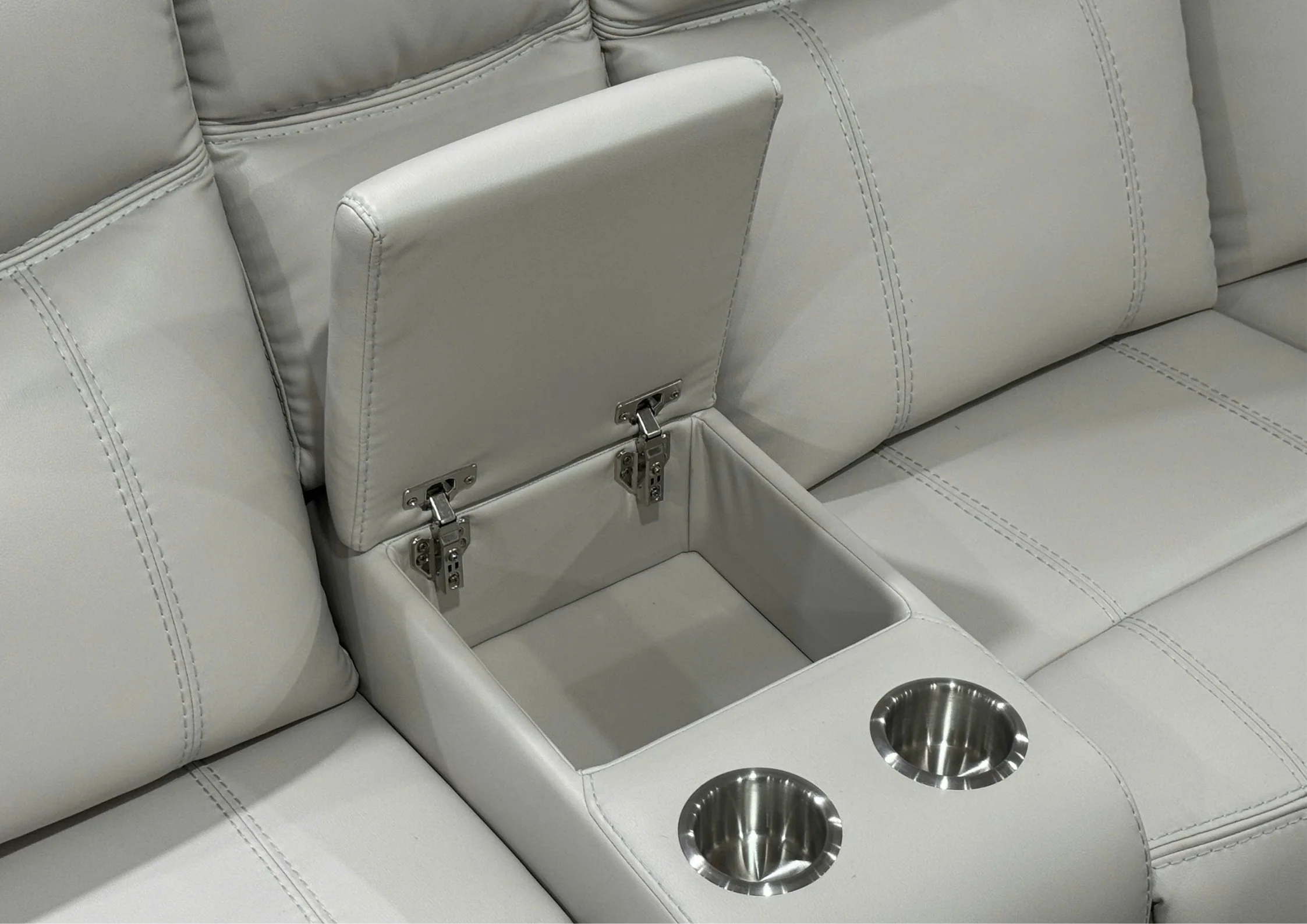 3 Piece Power Reclining Sectional with Power Headrests, Wireless Charging & Pull-Out Storage Drawer - Bone Air Leather