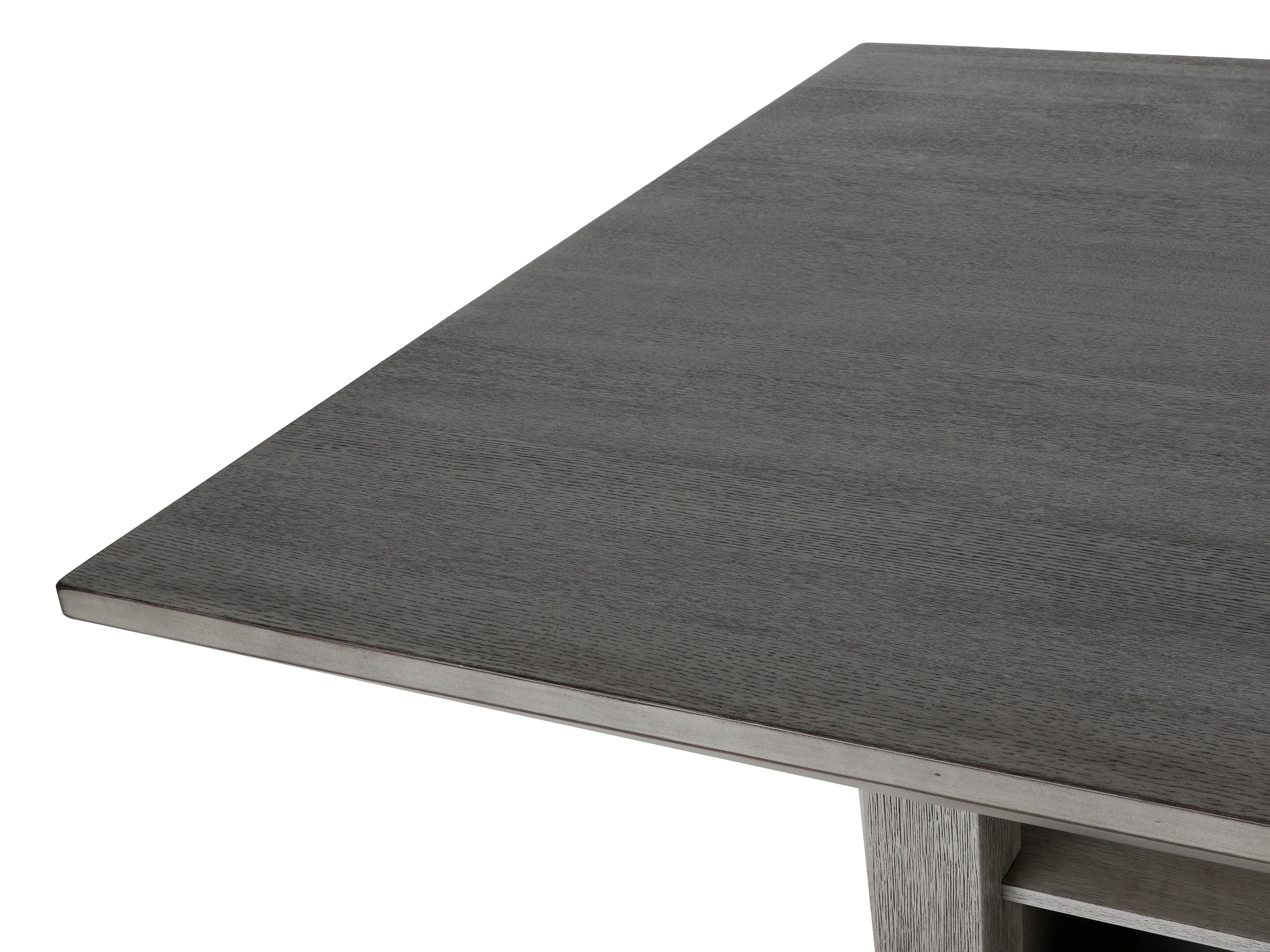 Gray Wood 7-Piece Counter Height Dining Set with Built-In Wine Rack & Storage Shelf