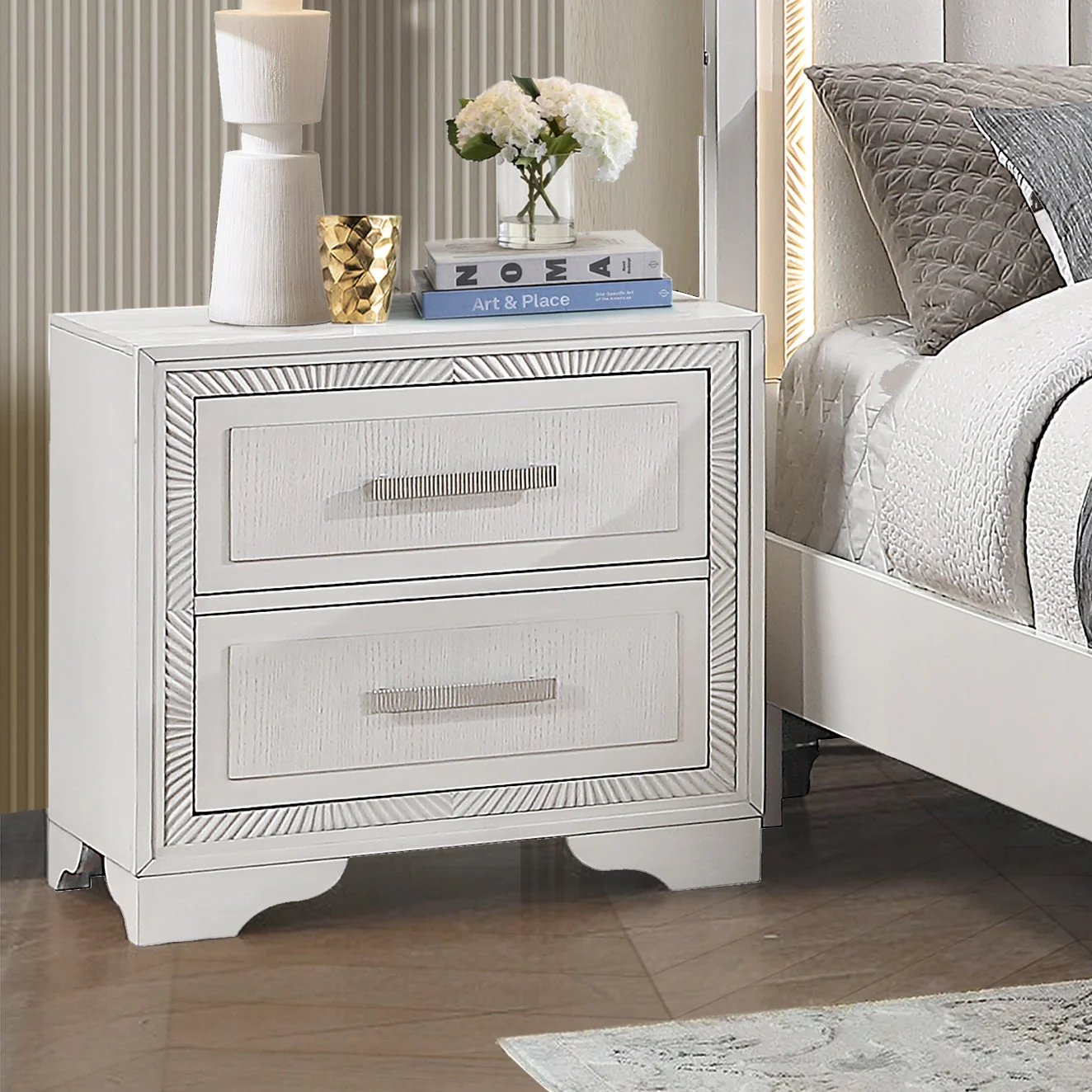 3705-white-contemporary-glam-5-drawer-chest-w-textured-drawer-fronts-2.webp White Contemporary Glam 5-Drawer Chest w/ Textured Drawer Fronts