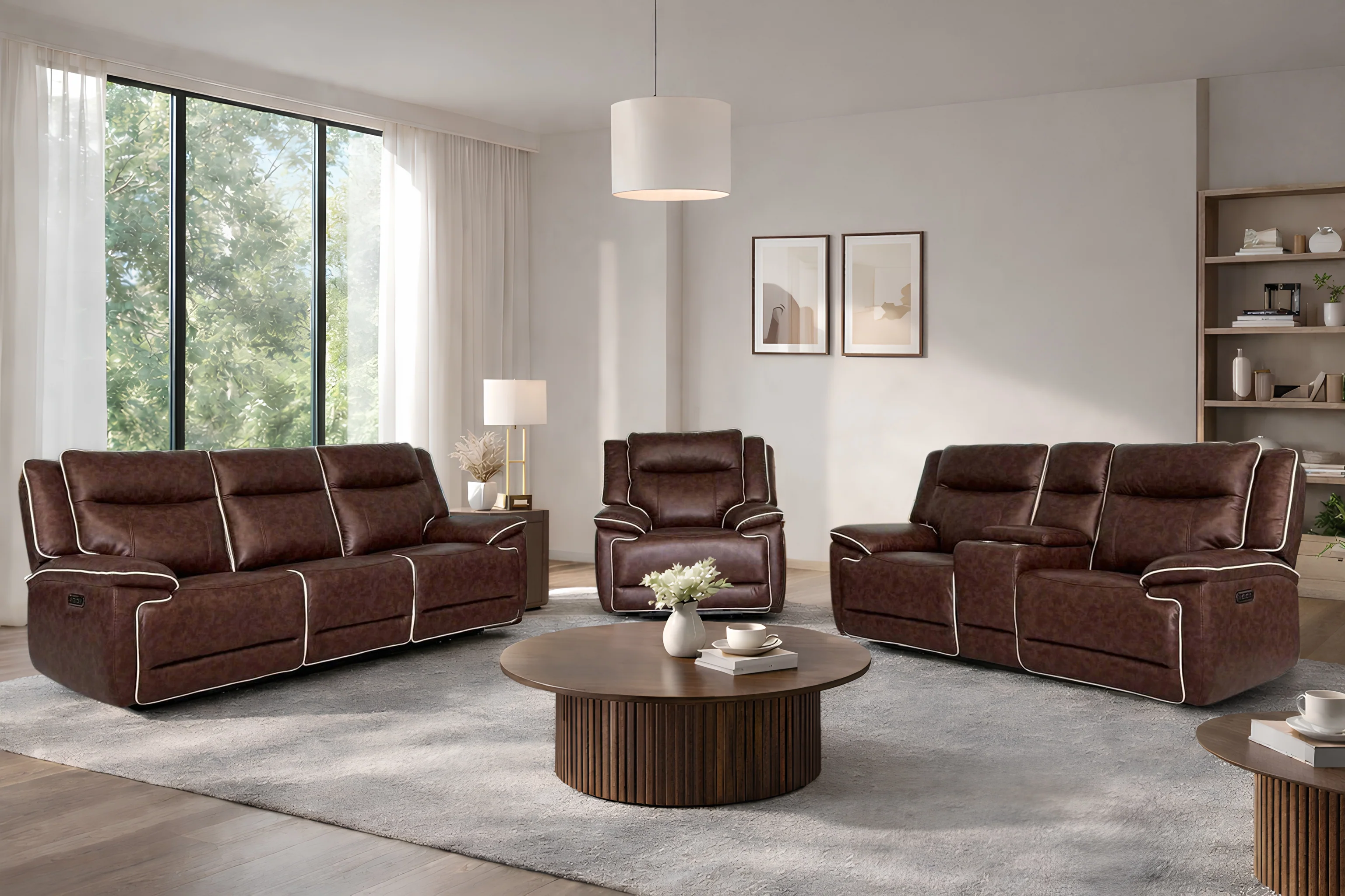 3709-contemporary-dark-brown-dual-power-reclining-3-piece-living-room-set-w-usb-wireless-charging-console-storage-drop-down-table-1.webp Contemporary Dark Brown Dual Power Reclining 3-Piece Living Room Set w/ USB & Wireless Charging, Console Storage & Drop-Down Table