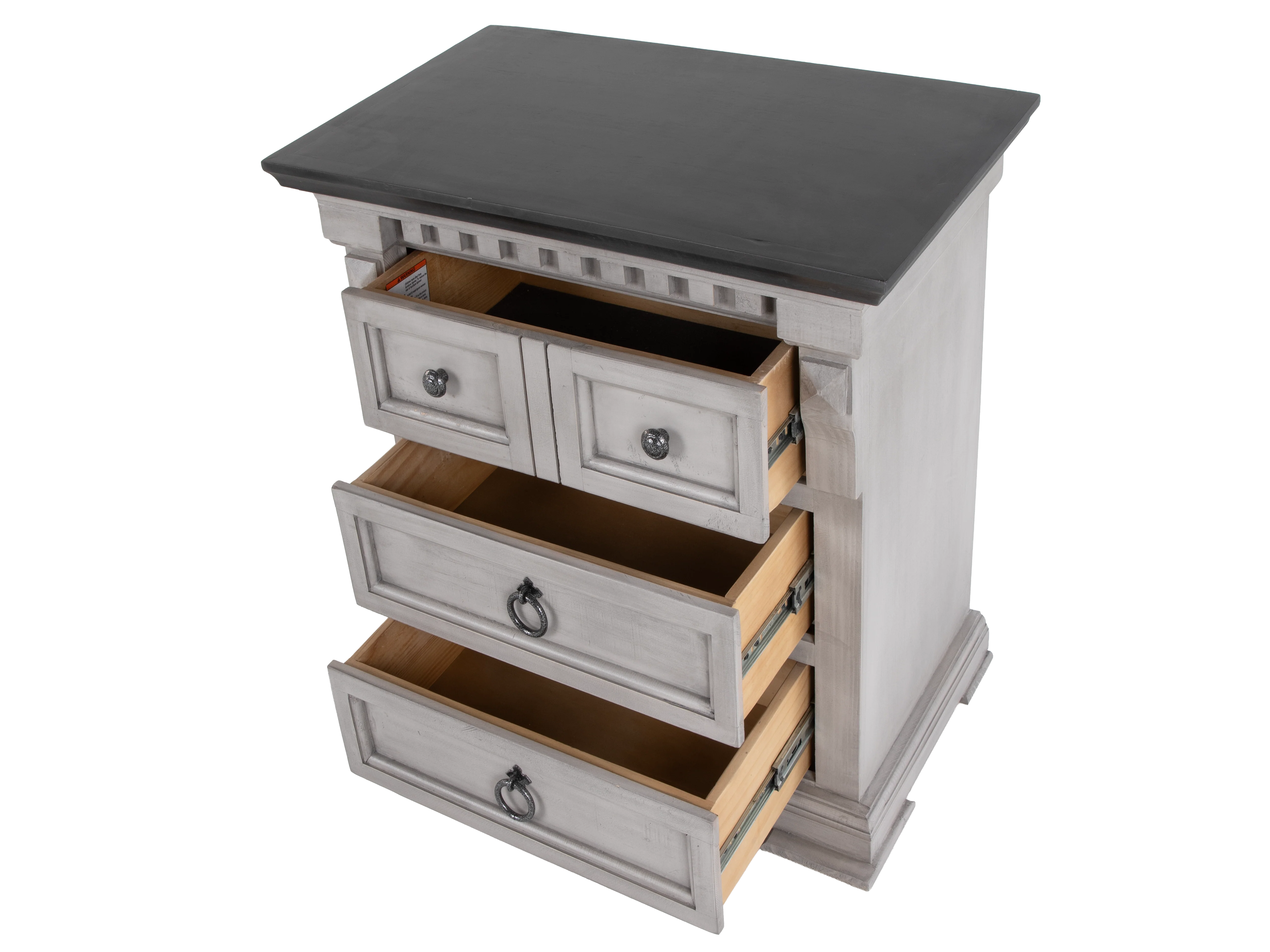 3711-mission-crest-rustic-farmhouse-two-tone-nightstand-weathered-gray-white-with-dark-top-3.webp Mission Crest Rustic Farmhouse Two-Tone Nightstand – Weathered Gray/White with Dark Top