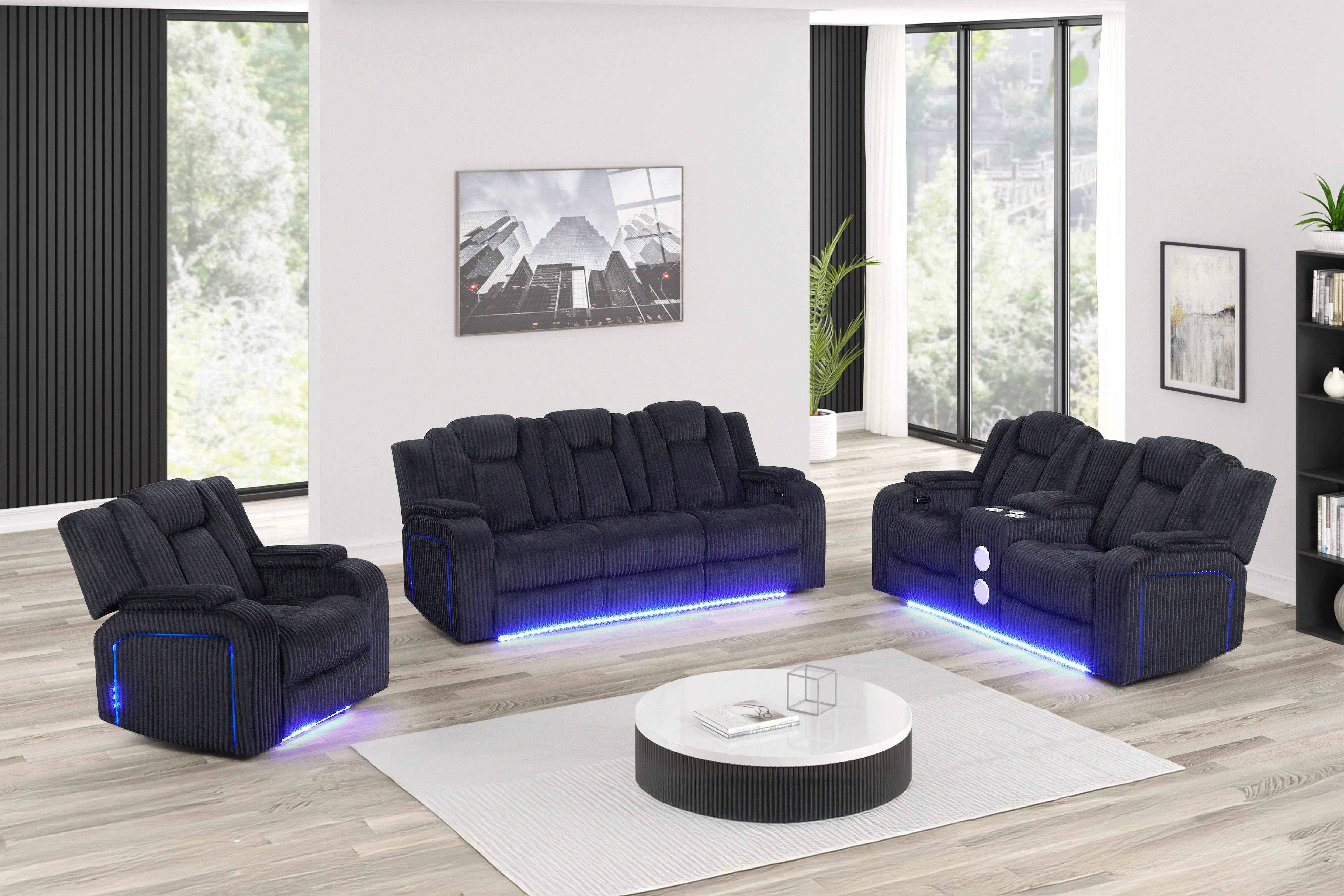3712-black-corduroy-power-reclining-3-piece-living-room-set-with-power-headrests-led-lights-speakers-charging-1.webp Black Corduroy Power Reclining 3-Piece Living Room Set with Power Headrests, LED Lights, Speakers & Charging