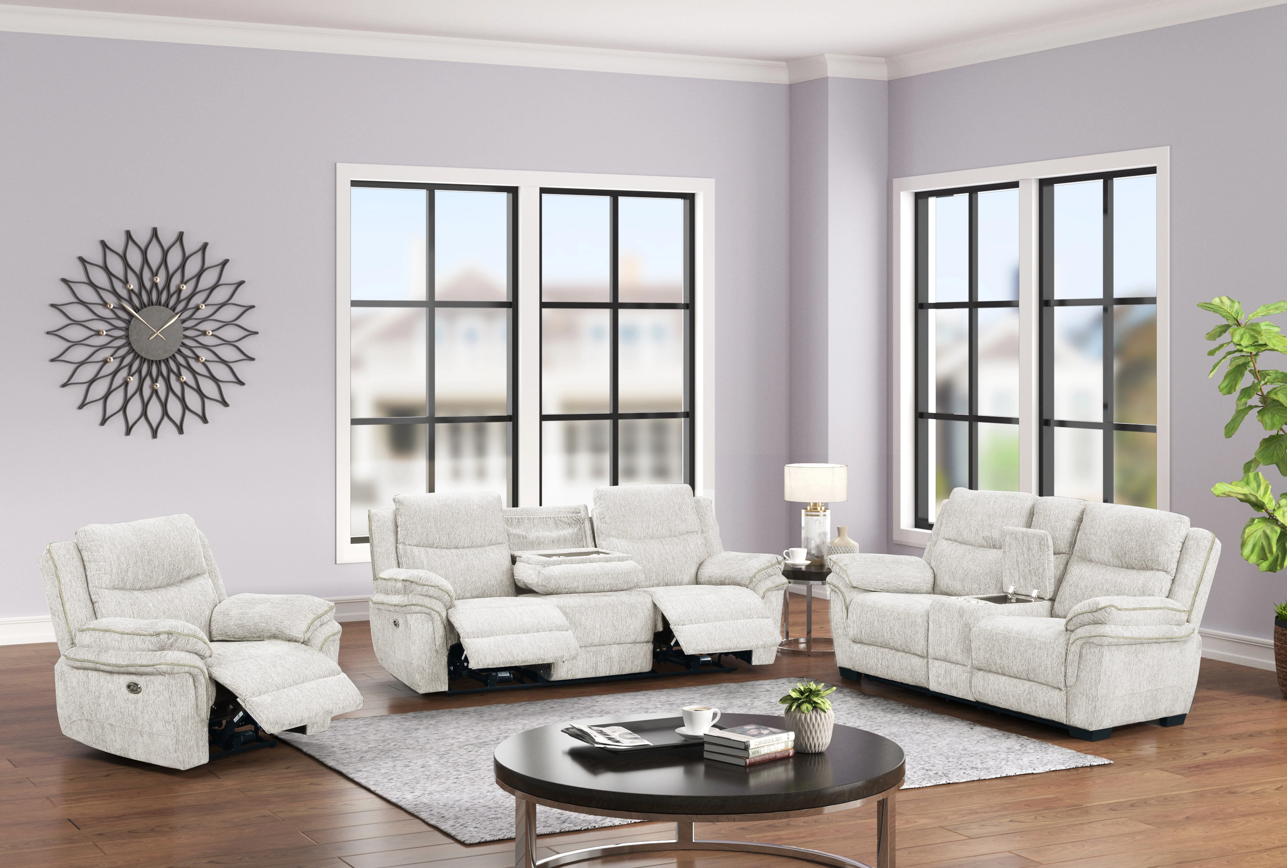 3739-cream-chenille-3-piece-reclining-living-room-set-power-sofa-with-drop-down-table-stationary-loveseat-and-power-recliner-with-usb-charging-1.webp Cream Chenille 3-Piece Reclining Living Room Set - Power Sofa with Drop-Down Table, Stationary Loveseat, and Power Recliner with USB Charging