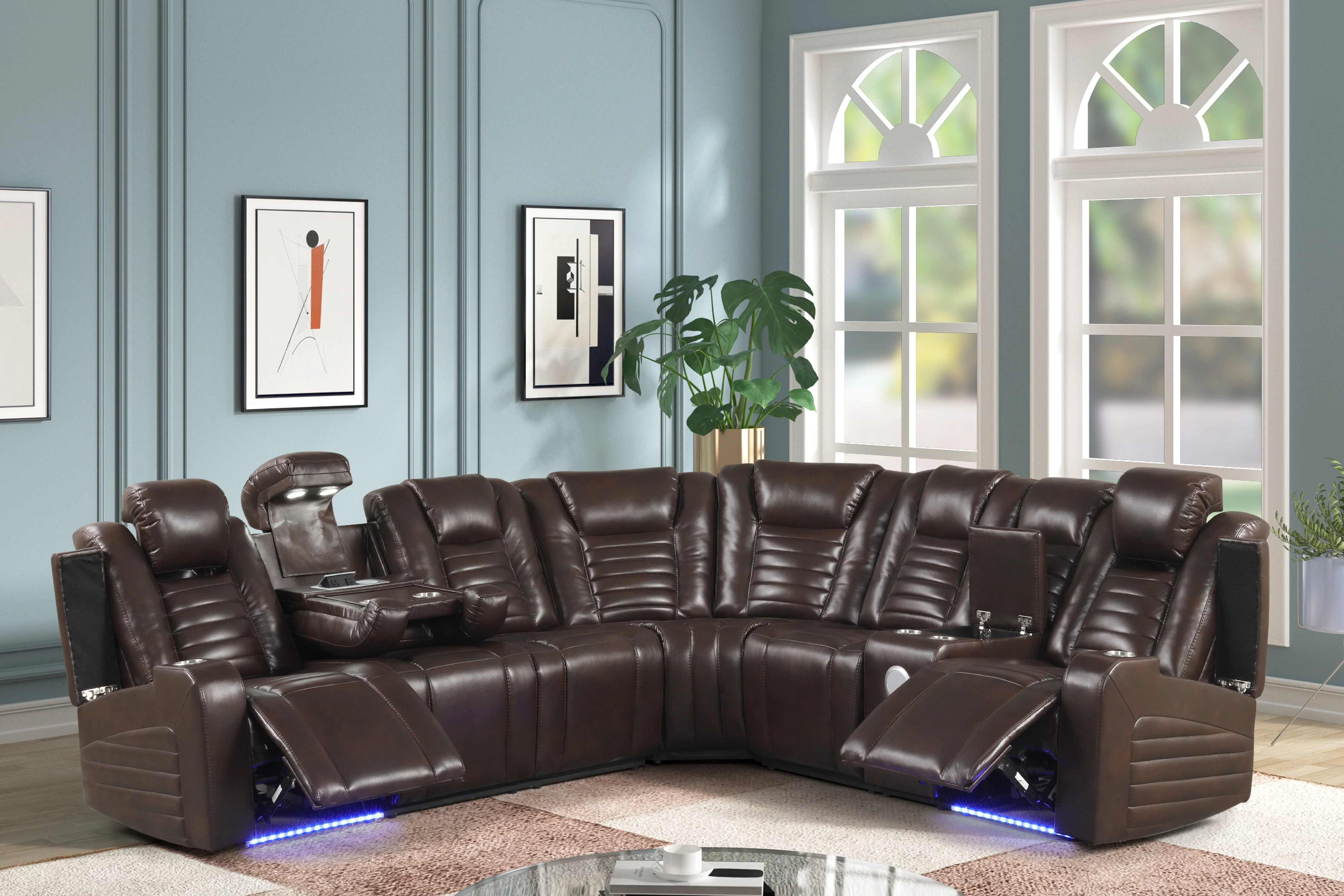 3741-contemporary-brown-power-reclining-sectional-with-power-headrests-led-light-bluetooth-wireless-usb-charging-storage-1.webp Contemporary Brown Power Reclining Sectional with Power Headrests, LED Light, Bluetooth, Wireless/USB Charging & Storage