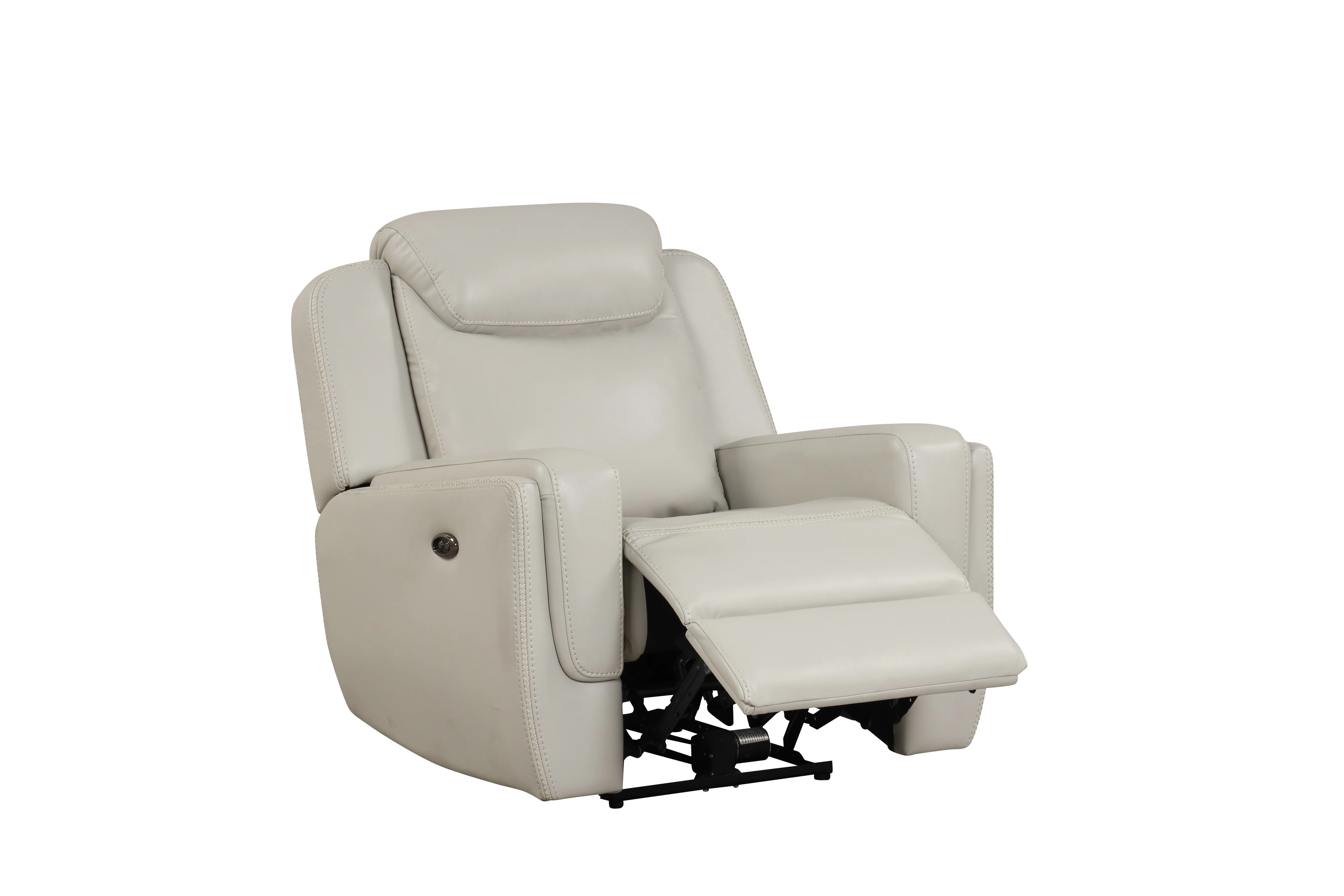 Contemporary Beige Air Leather 3-Piece Power Reclining Living Room Set with Console & USB