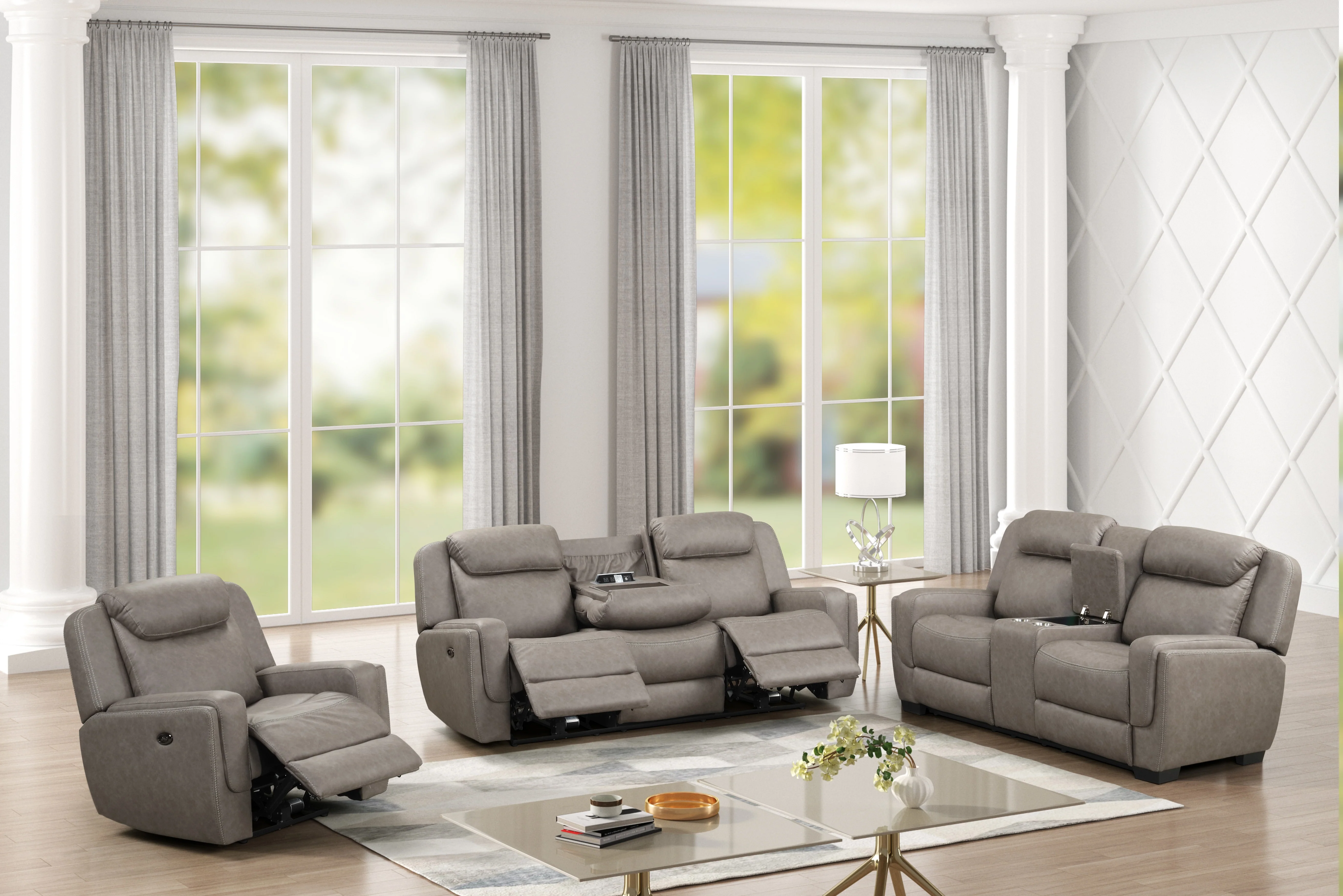3748-contemporary-gray-air-leather-3-piece-power-reclining-living-room-set-with-console-usb-1.webp Contemporary Gray Air Leather 3-Piece Power Reclining Living Room Set with Console & USB