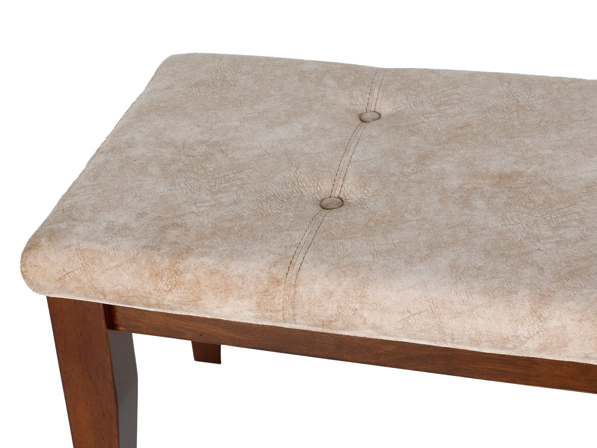 Transitional Brown Cherry 6-Piece Dining Set – 67" Table, Tufted Beige Upholstered Chairs & Bench