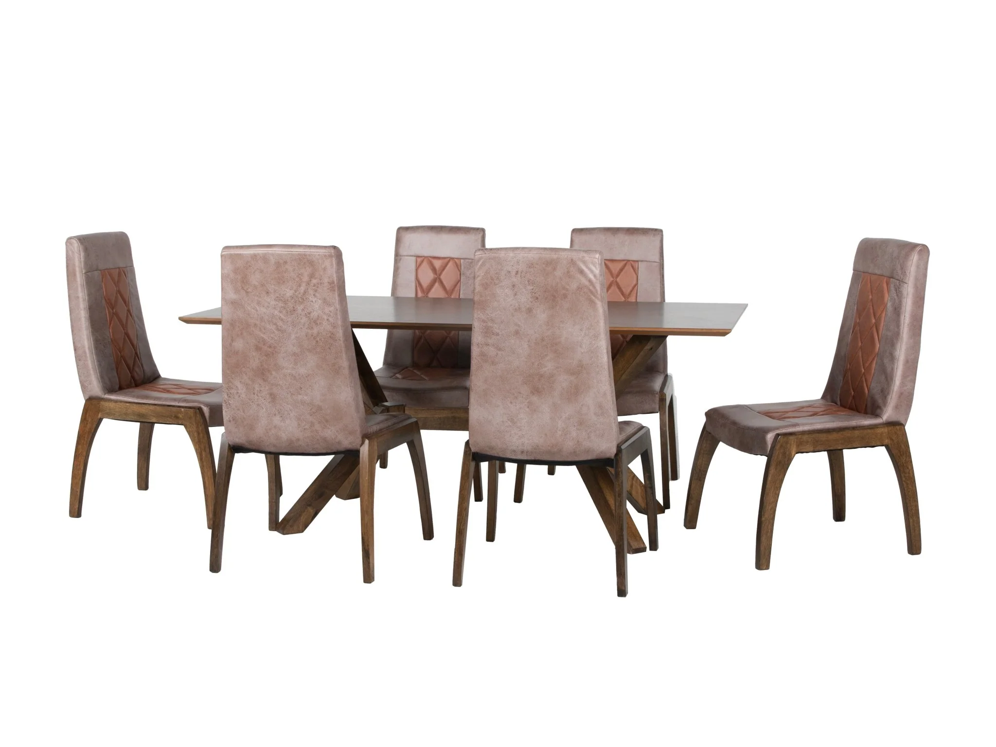 Brown Modern 7-Piece Dining Set — Dining Table & 6 Chairs