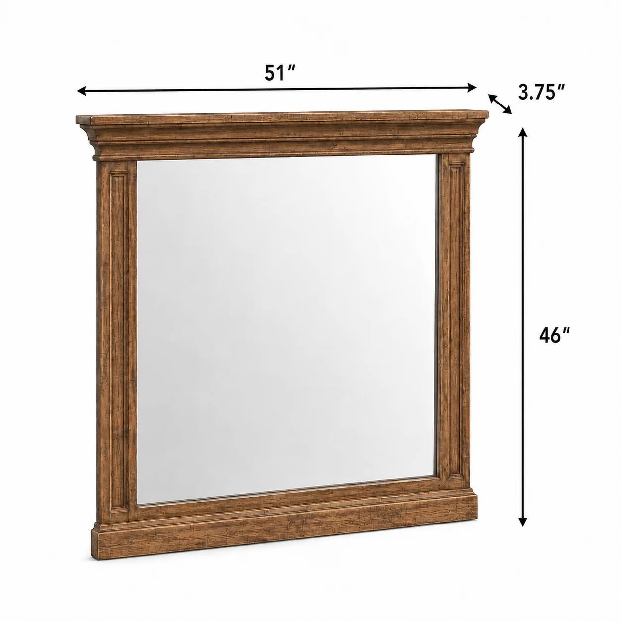 Traditional Rustic Natural Wood 6 Piece Bedroom Set with Panel Bed, Dresser, Mirror & Nightstand