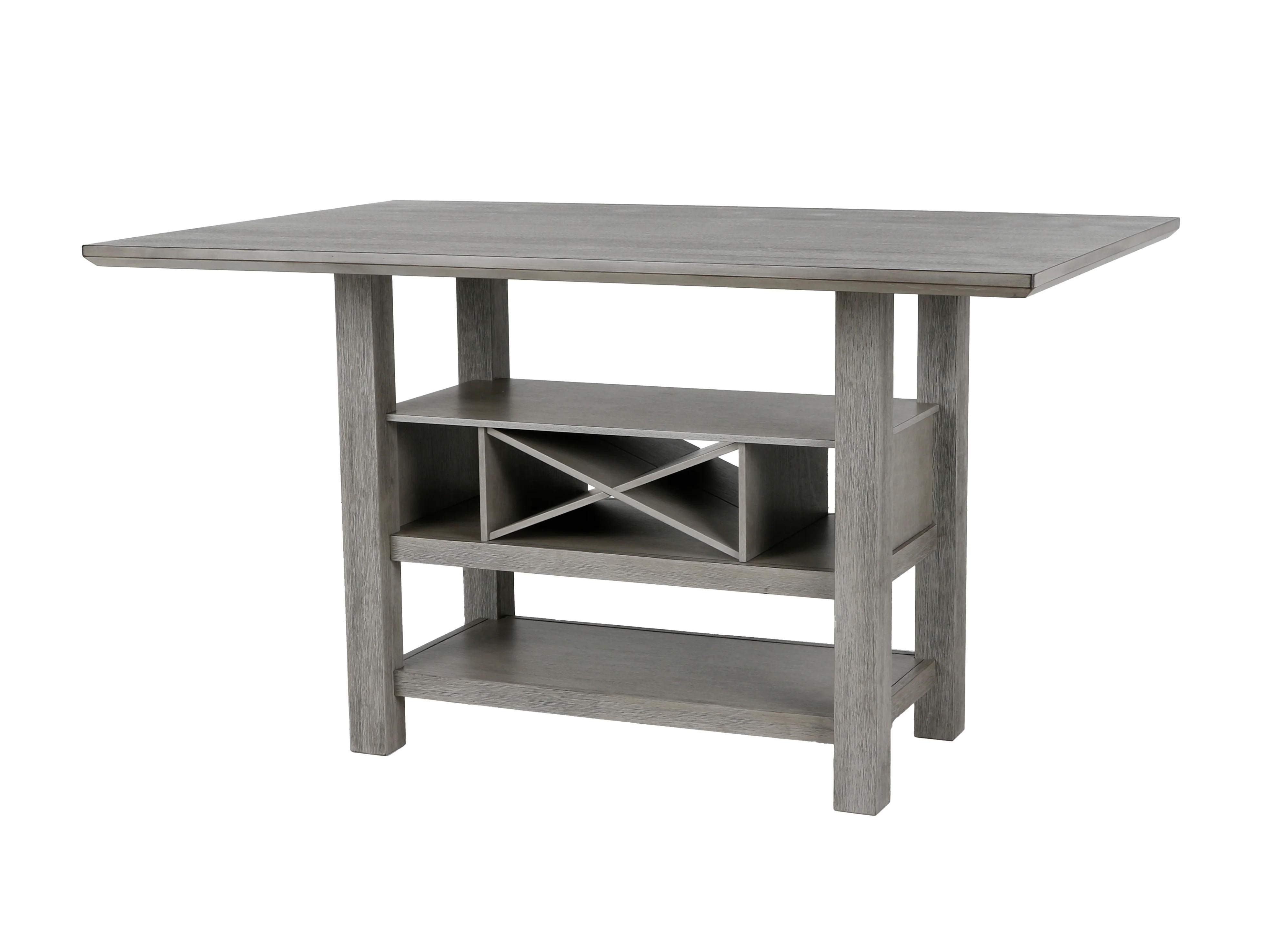 3828-gray-wood-7-piece-counter-height-dining-set-with-built-in-wine-rack-storage-shelf-3.webp Gray Wood 7-Piece Counter Height Dining Set with Built-In Wine Rack & Storage Shelf