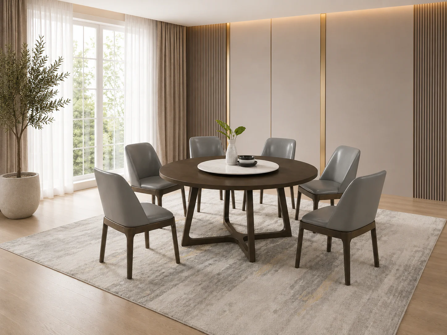 3830-modern-7-piece-round-dining-table-set-with-faux-marble-lazy-susan-and-grey-pu-chairs-2.webp Modern 7-Piece Round Dining Table Set with Faux Marble Lazy Susan and Grey PU Chairs