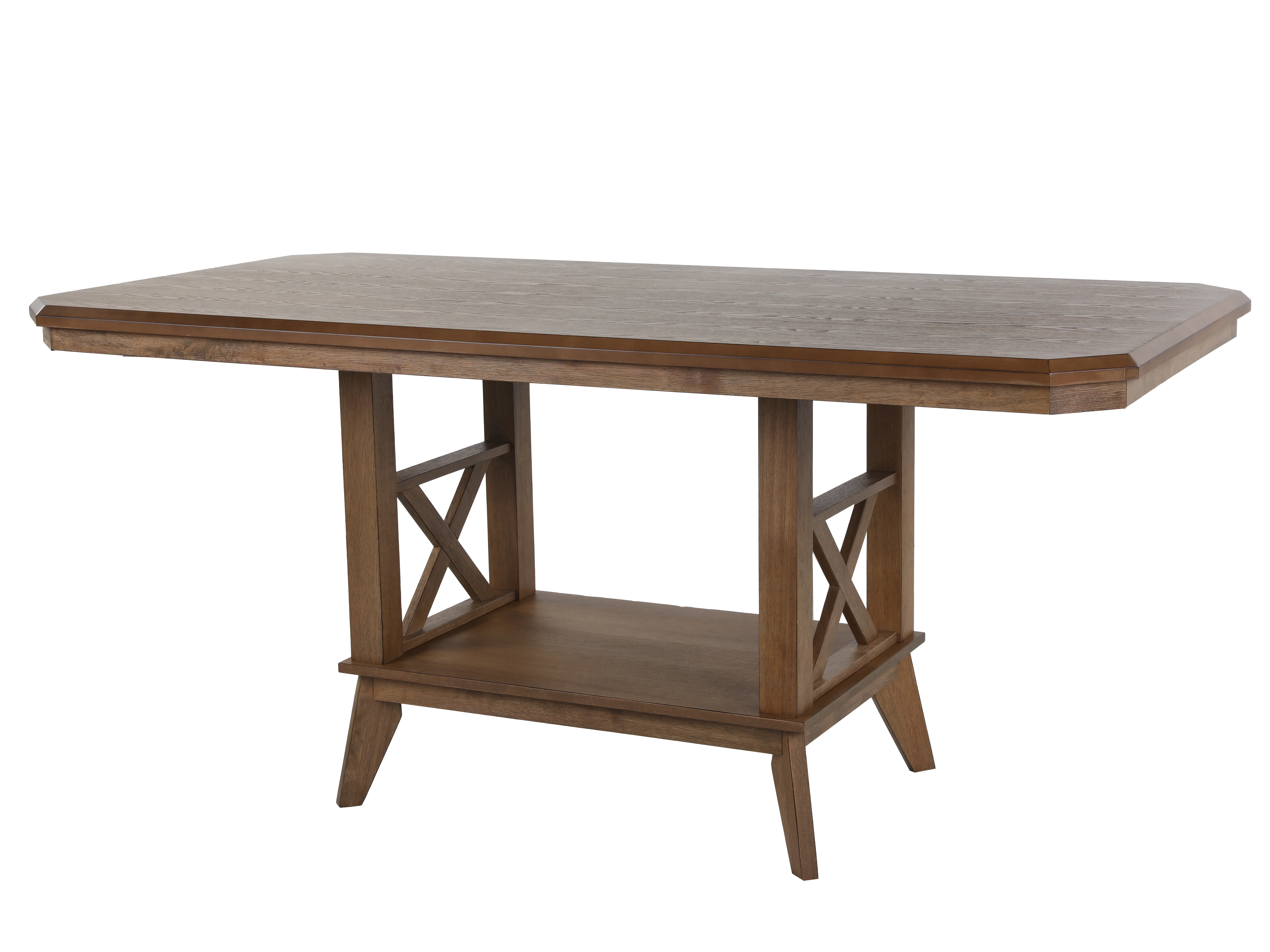 Sierra Oak 9-Piece Counter-Height Dining Set with Storage Table & Upholstered X-Back Stools