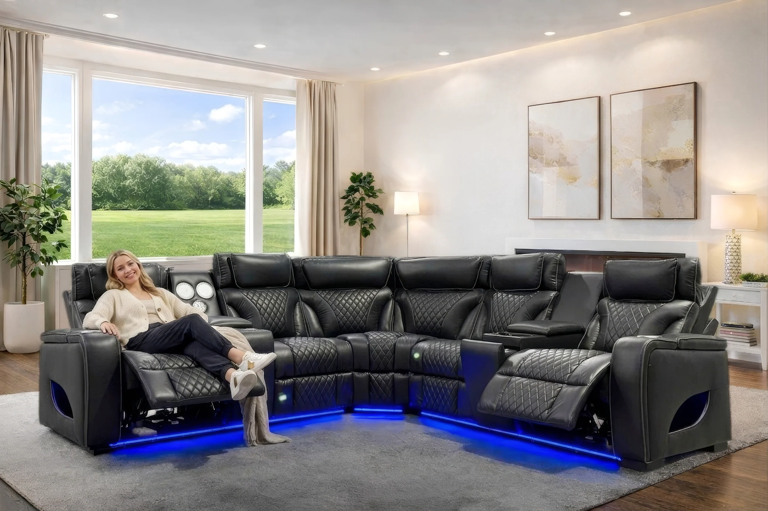 3844-black-power-reclining-sectional-with-power-headrests-speaker-wireless-charging-led-lighting-2.webp Black Power Reclining Sectional with Power Headrests, Speaker, Wireless Charging & LED Lighting