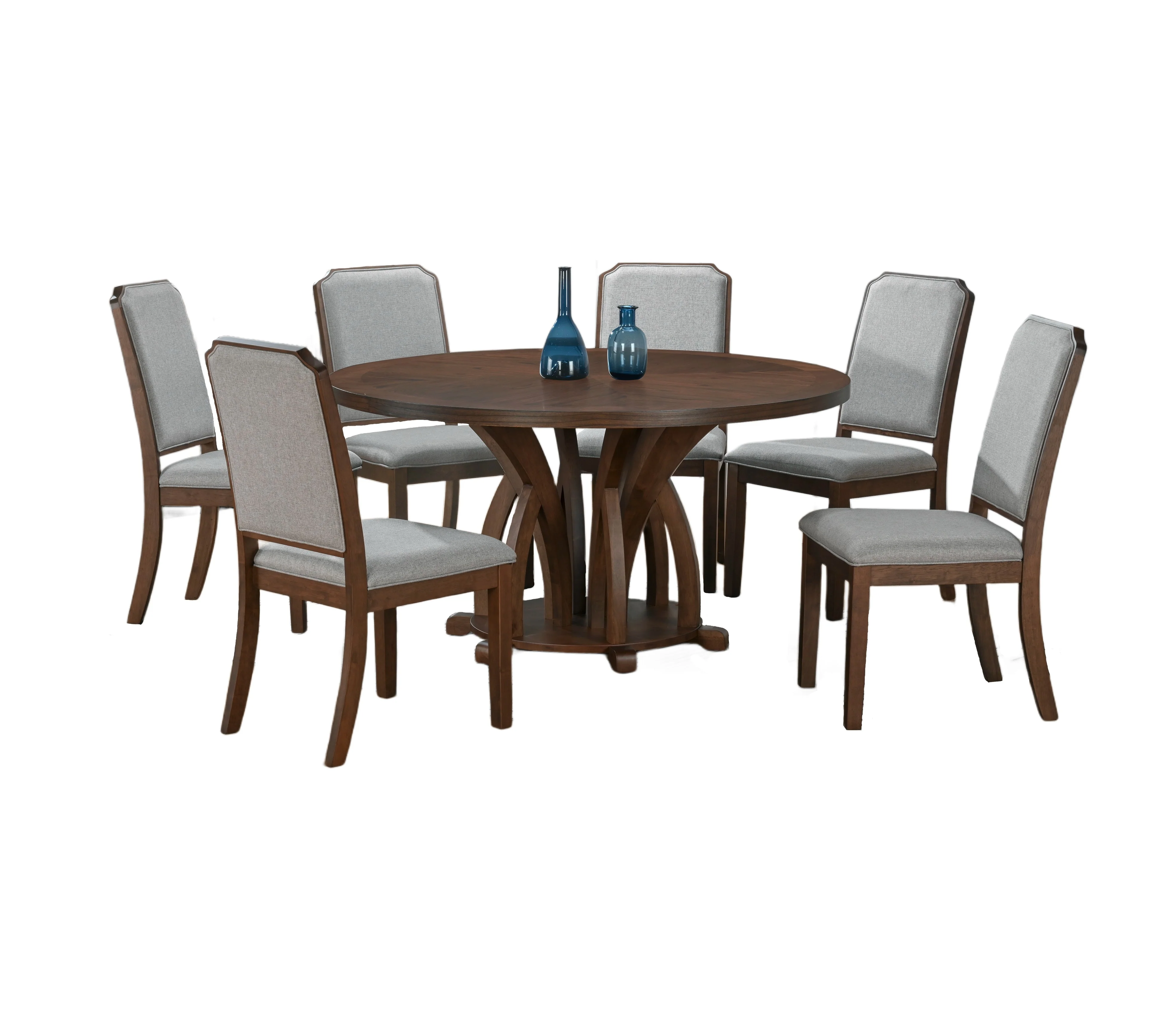 387-7-piece-walnut-round-dining-set-with-upholstered-side-chairs-2.webp 7-Piece Walnut Round Dining Set with Upholstered Side Chairs