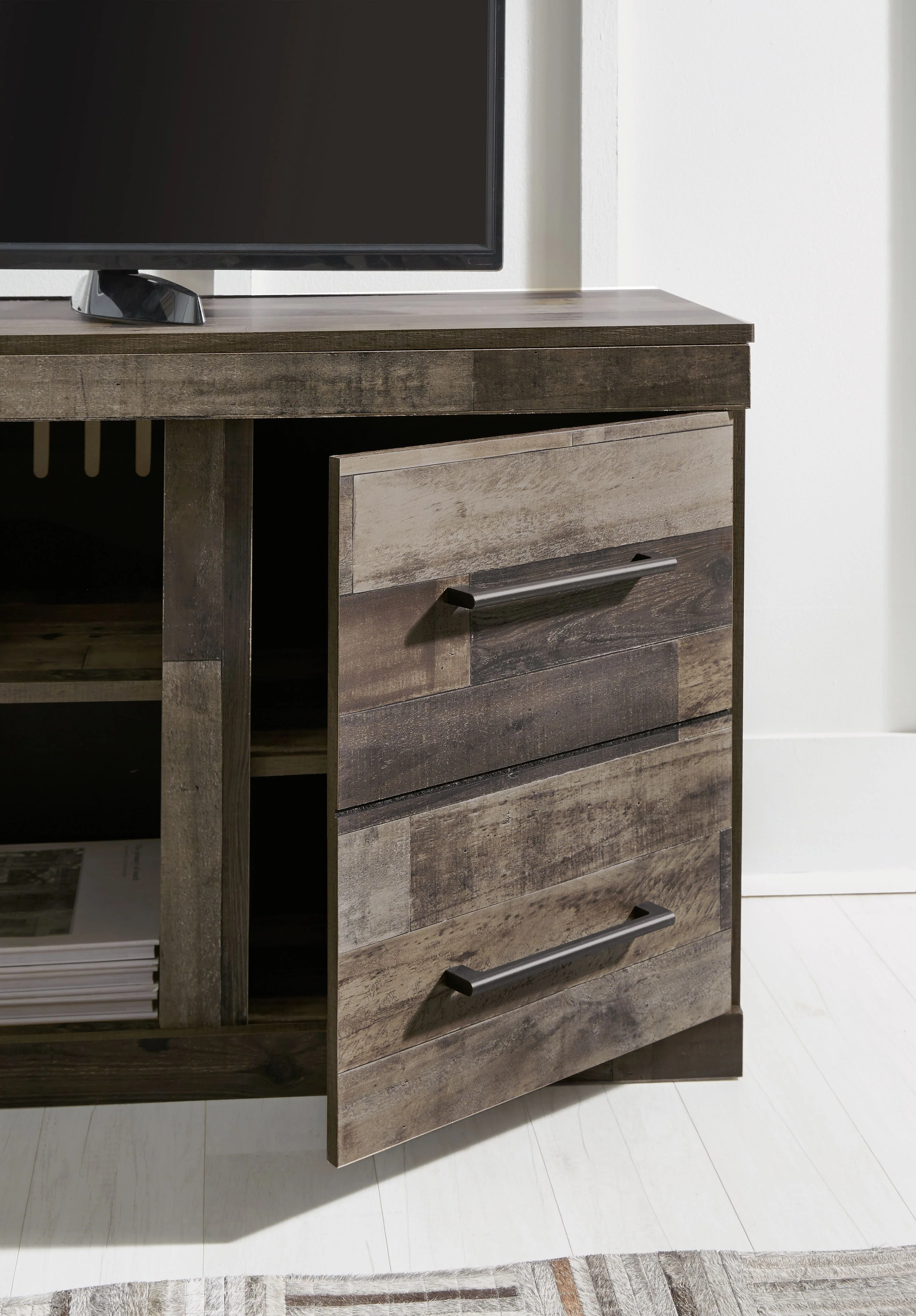 Derekson - LG TV Stand w/Fireplace Option - Multi Gray