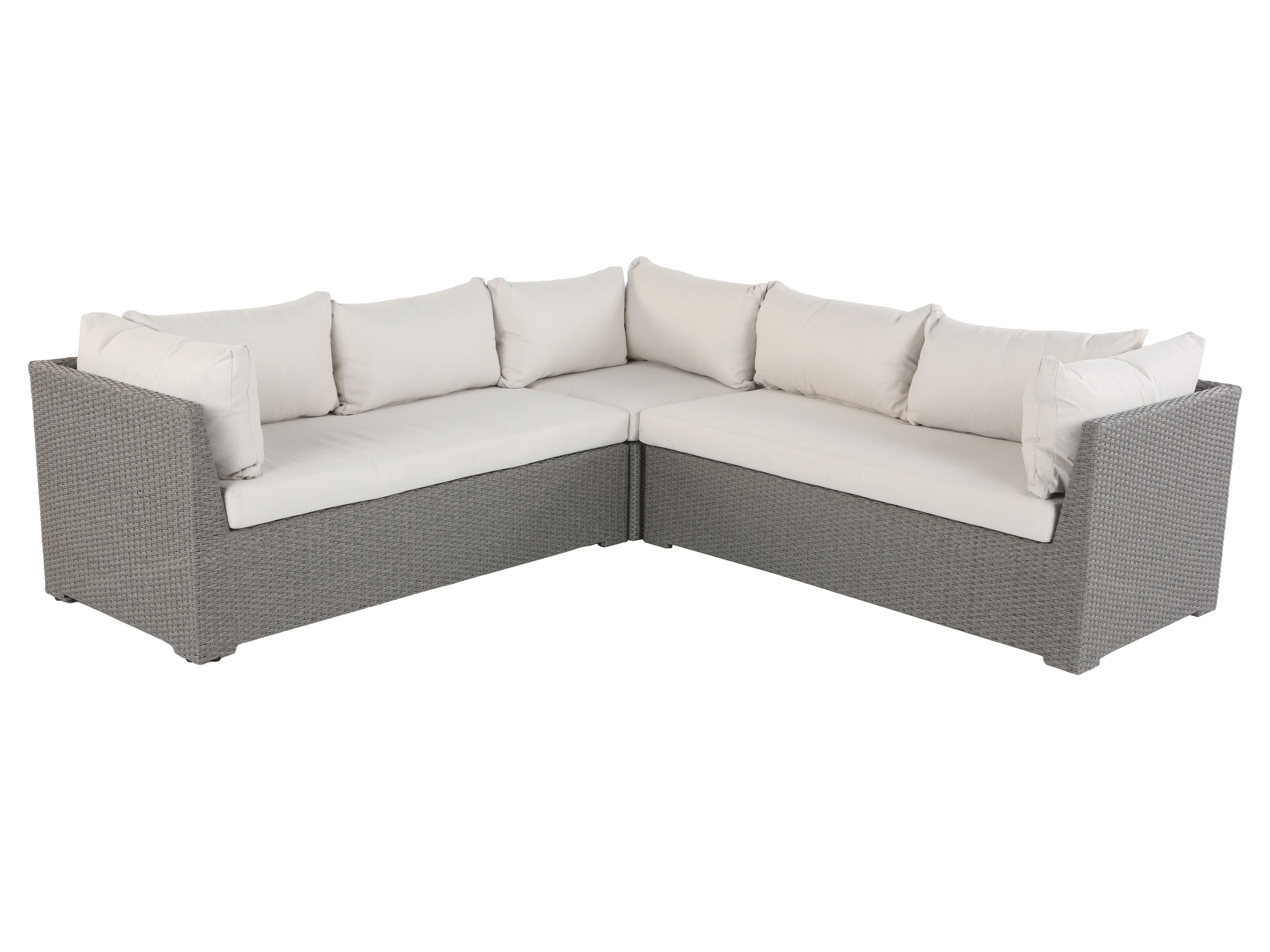 4-Piece Outdoor Wicker Sectional Set with Glass-Top Coffee Table