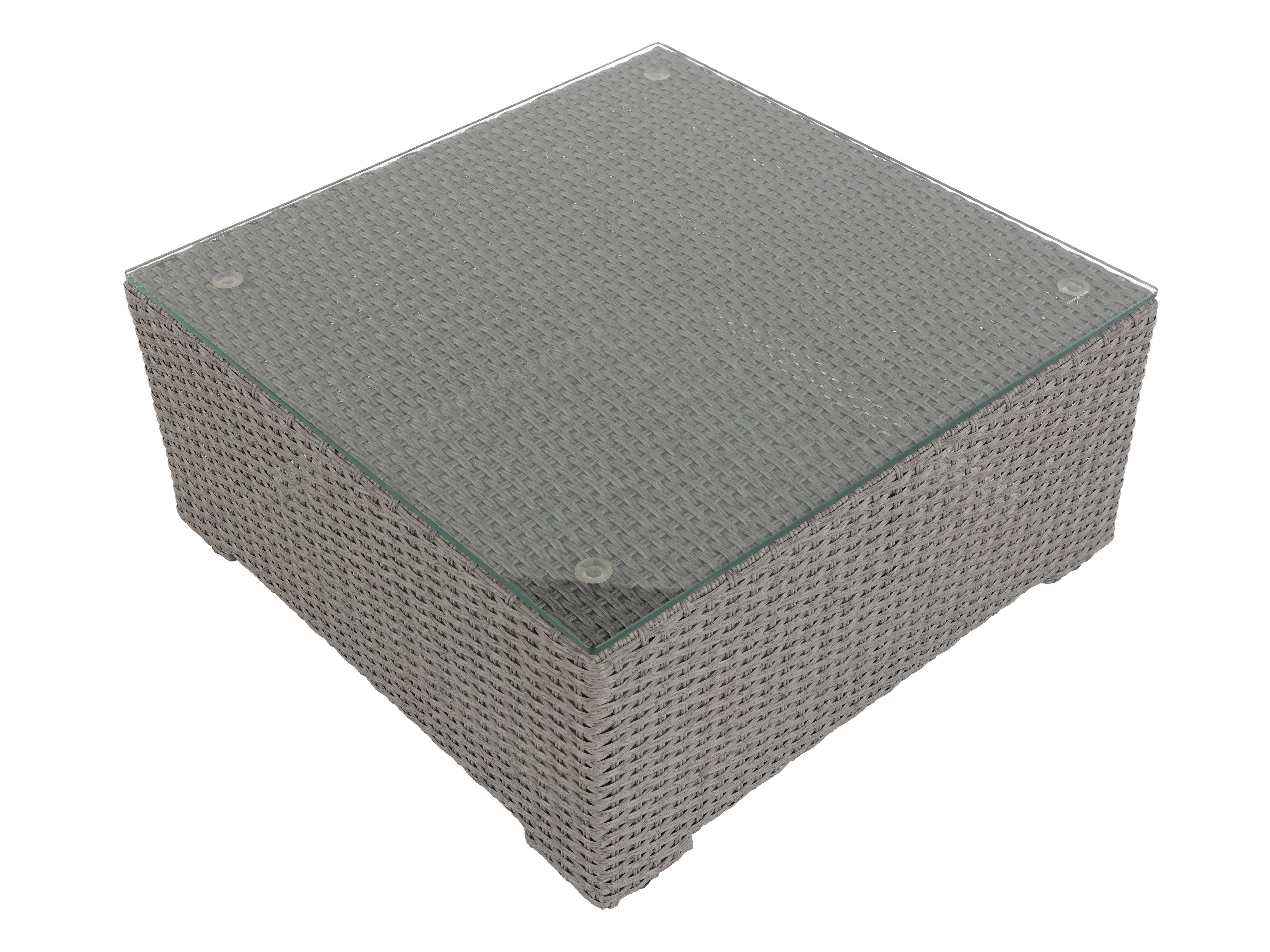 4-Piece Outdoor Wicker Sectional Set with Glass-Top Coffee Table