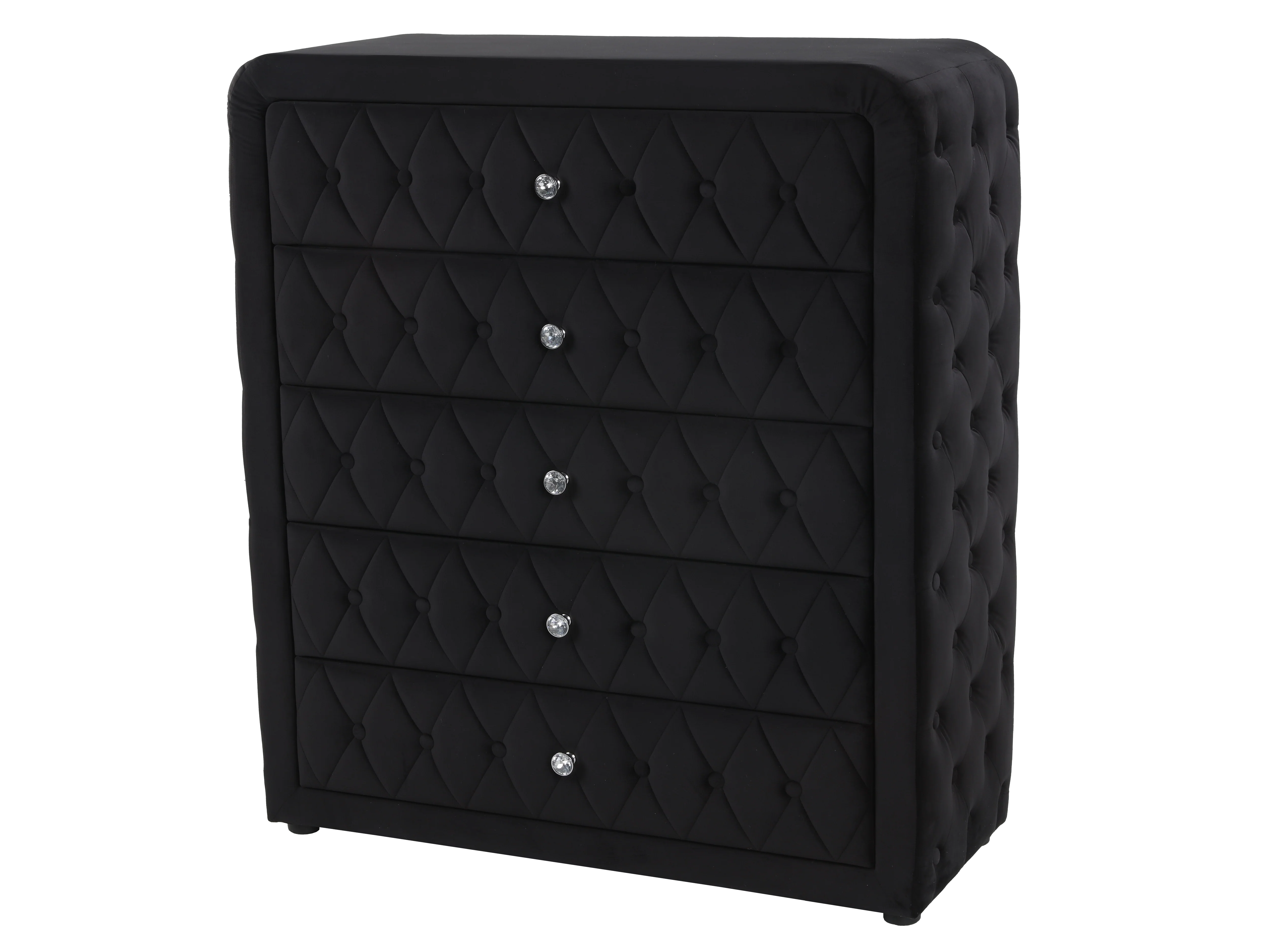 Black Velvet 5-Drawer Chest