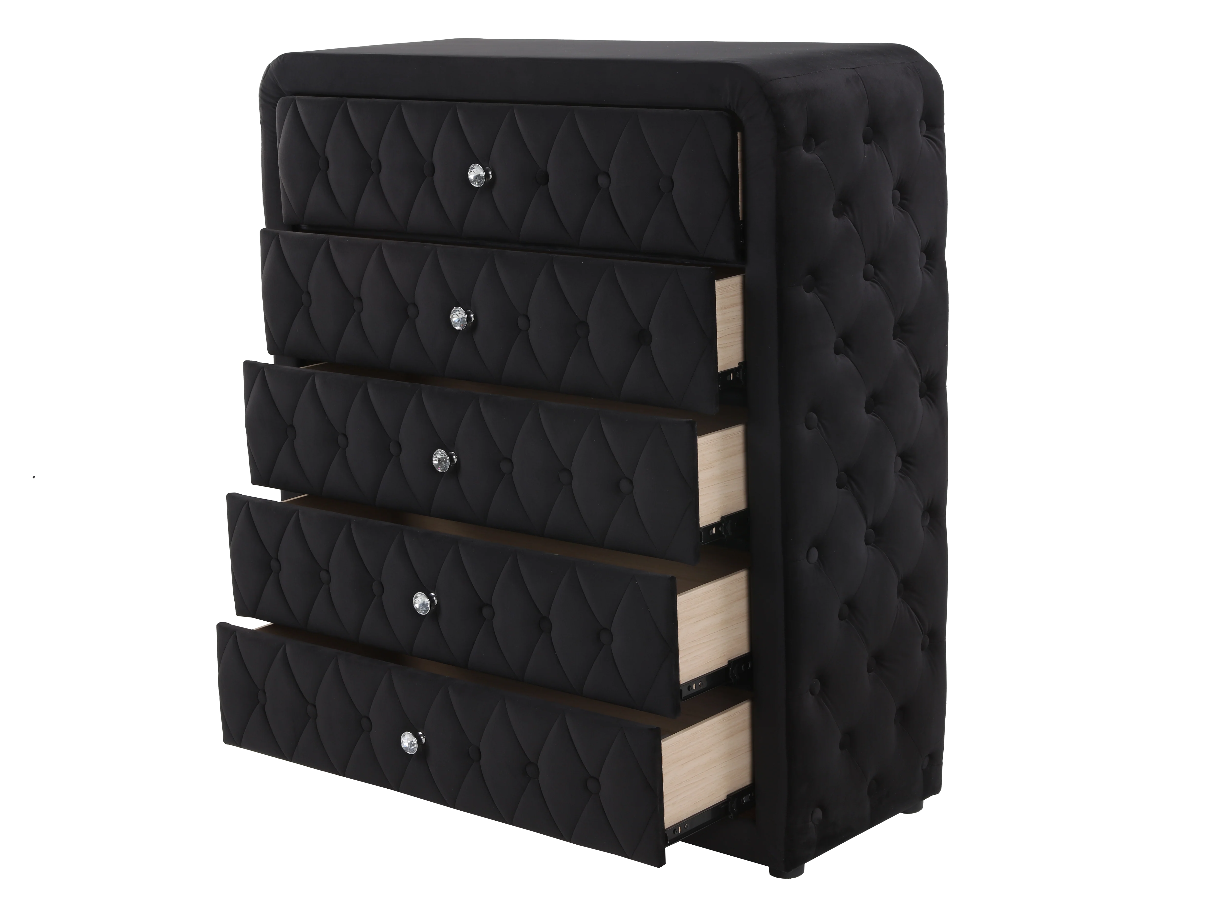 Black Velvet 5-Drawer Chest