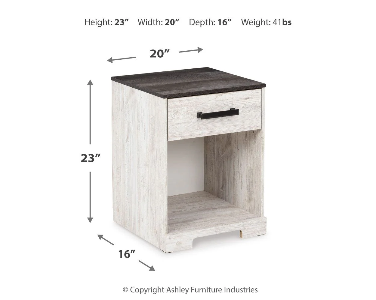 4172-shawburn-one-drawer-night-stand-open-cubby-white-black-gray-3.webp Shawburn - One Drawer Night Stand - Open Cubby - White / Black / Gray