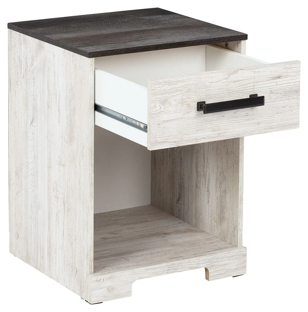 4172-shawburn-one-drawer-night-stand-open-cubby-white-black-gray-4.webp Shawburn - One Drawer Night Stand - Open Cubby - White / Black / Gray