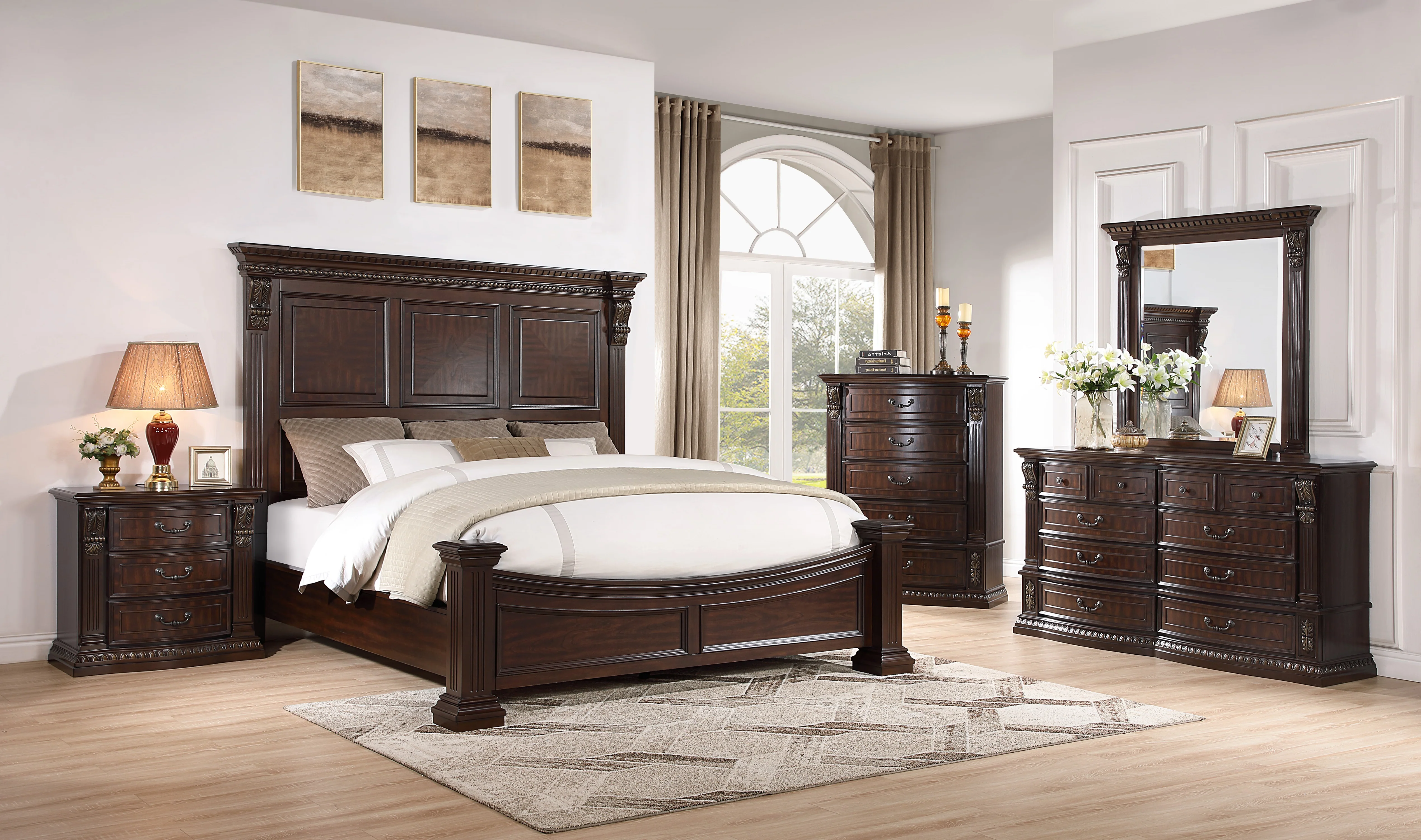 42-cherry-traditional-panel-6-piece-bedroom-set-1.webp Cherry Traditional Panel 6 Piece Bedroom Set