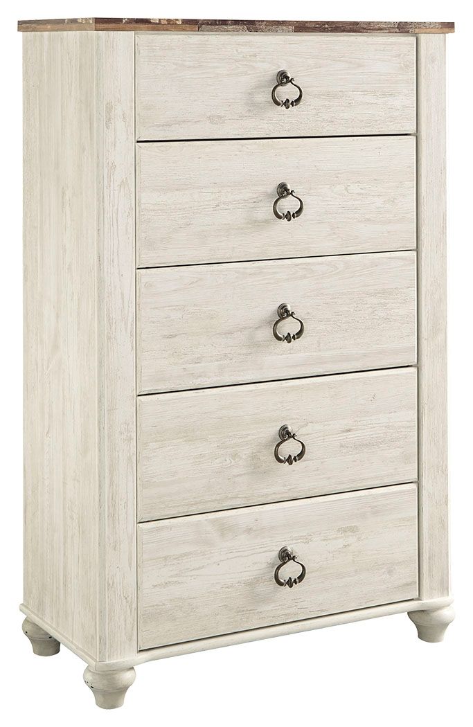 4288-willowton-five-drawer-chest-brown-beige-white-1.jpg Willowton - Five Drawer Chest - Brown / Beige / White