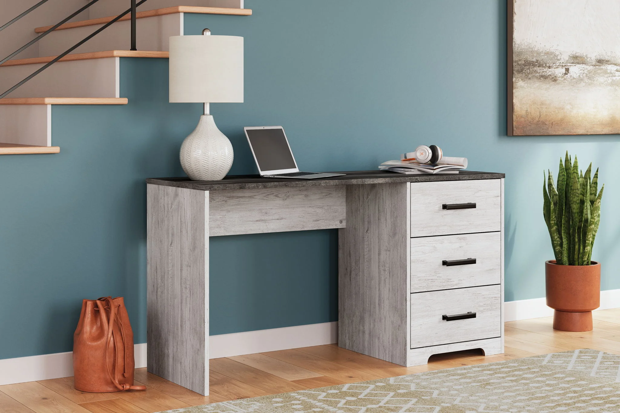 4639-shawburn-home-office-desk-white-dark-charcoal-gray-2.webp Shawburn - Home Office Desk - White / Dark Charcoal Gray