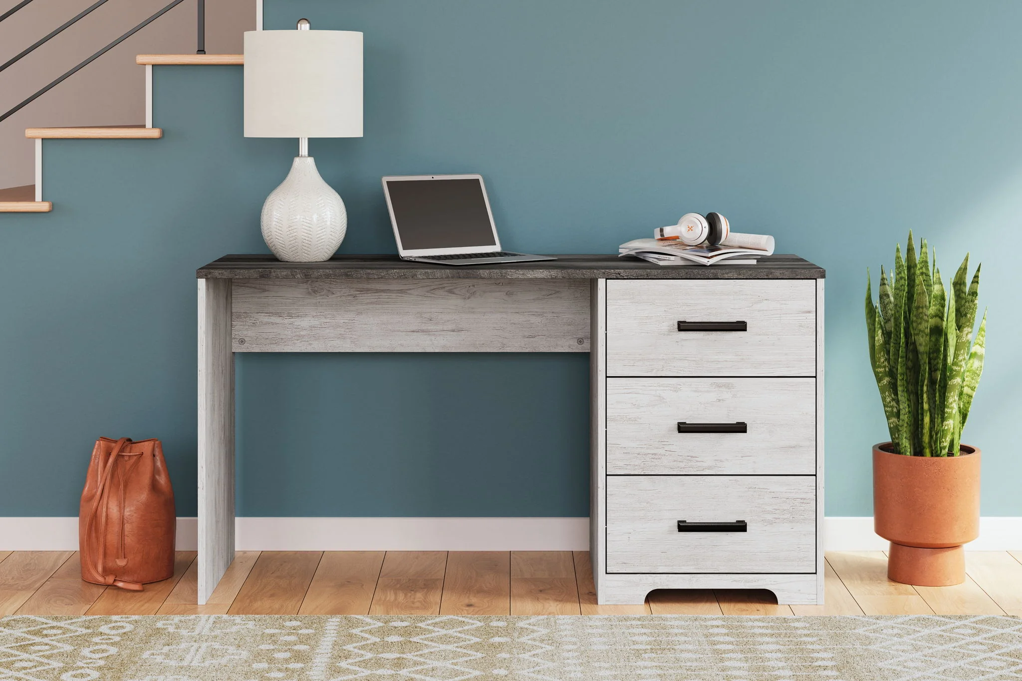 4639-shawburn-home-office-desk-white-dark-charcoal-gray-3.webp Shawburn - Home Office Desk - White / Dark Charcoal Gray