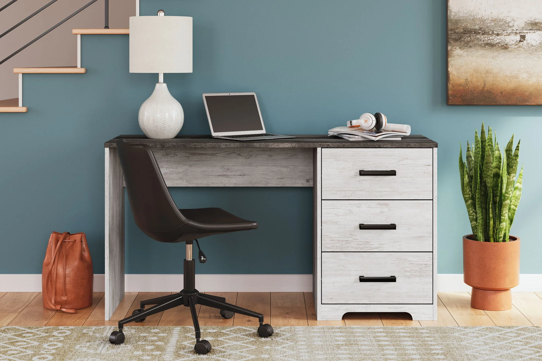 4639-shawburn-home-office-desk-white-dark-charcoal-gray-4.webp Shawburn - Home Office Desk - White / Dark Charcoal Gray