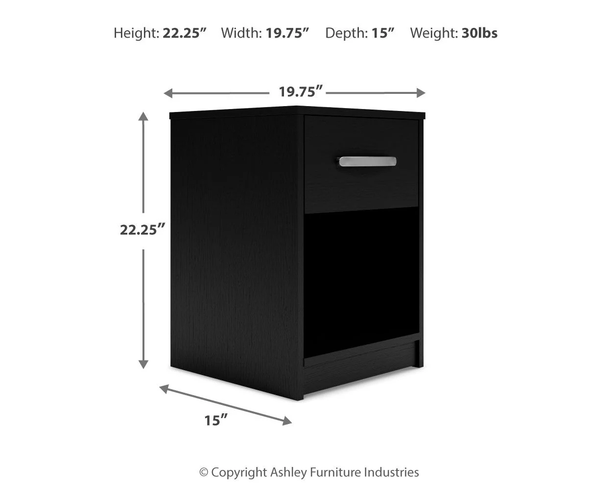 4641-finch-one-drawer-night-stand-23-height-black-3.webp Finch - One Drawer Night Stand - 23" Height - Black