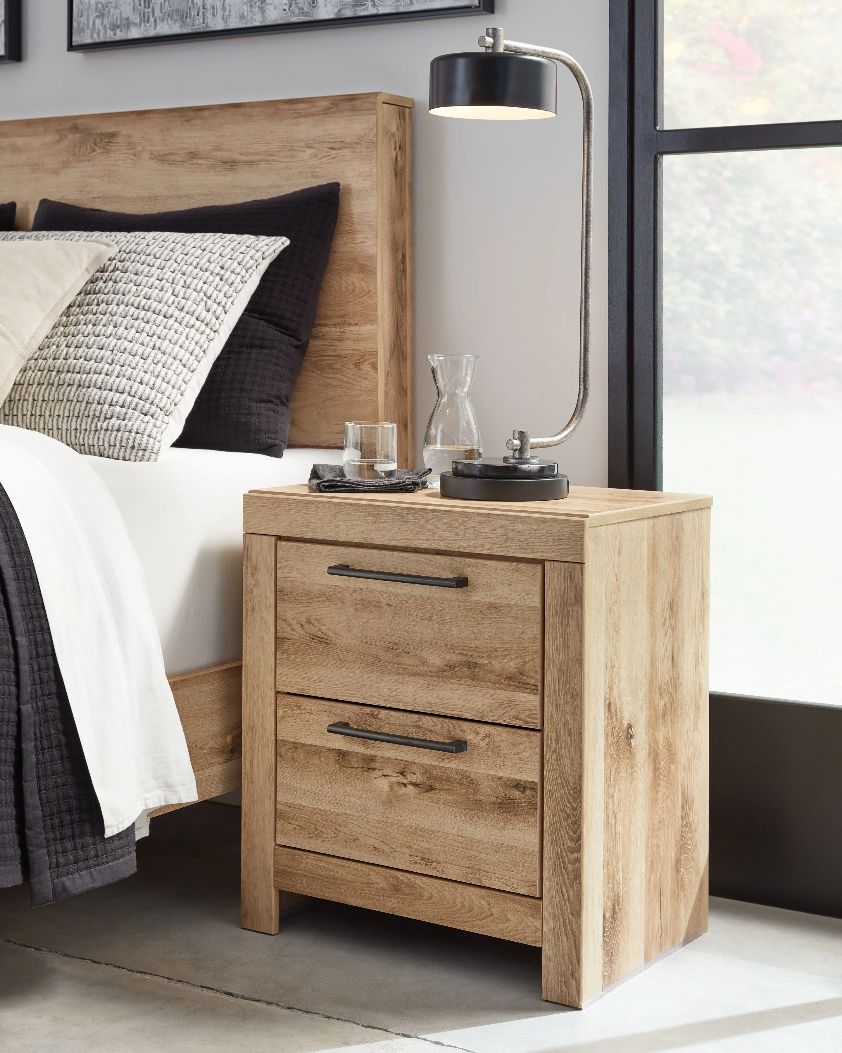 Hyanna - Two Drawer Night Stand - Tan Brown