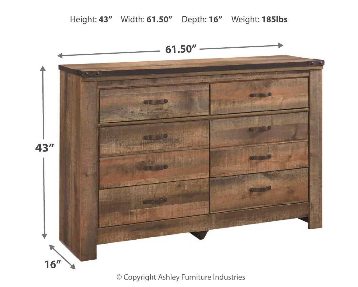 4701-trinell-six-drawer-dresser-61.34-x-15.98-x-42.99-brown-dark-5.webp Trinell - Six Drawer Dresser - 61.34" x 15.98" x 42.99" - Brown Dark