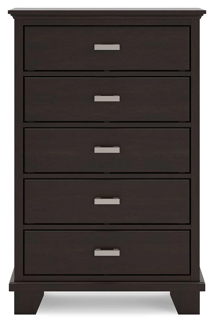 Covetown - Five Drawer Chest - Dark Brown