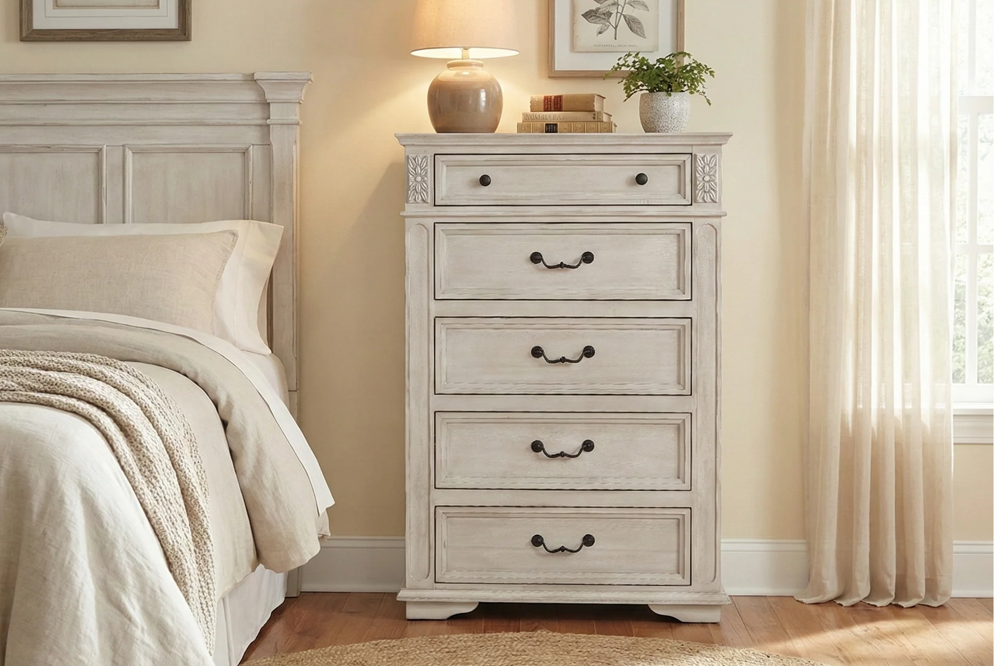 Magnolia Savanna White 7-Drawer Chest | Tall Farmhouse Storage Chest